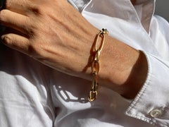 Paperclip 18 Karat Yellow Gold Paperclip Big Links Unisex Bracelet