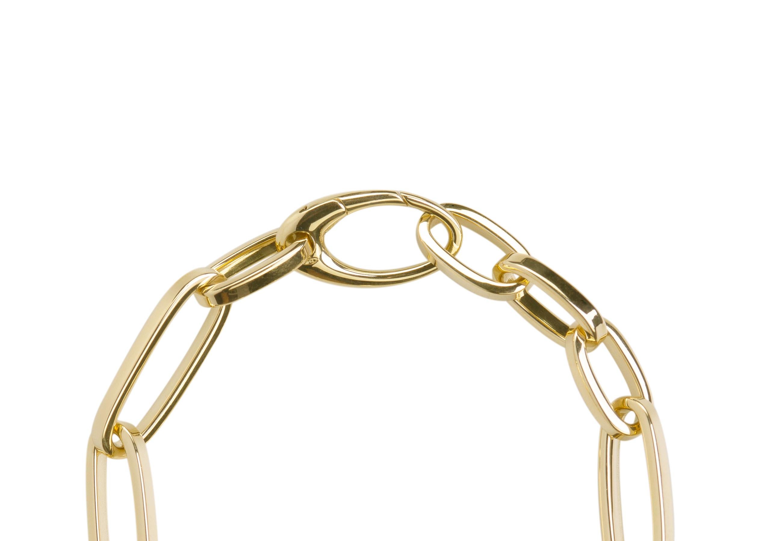 Artisan Modern Design 18 Karat Yellow Gold Paperclip Links Design Bracelet For Sale