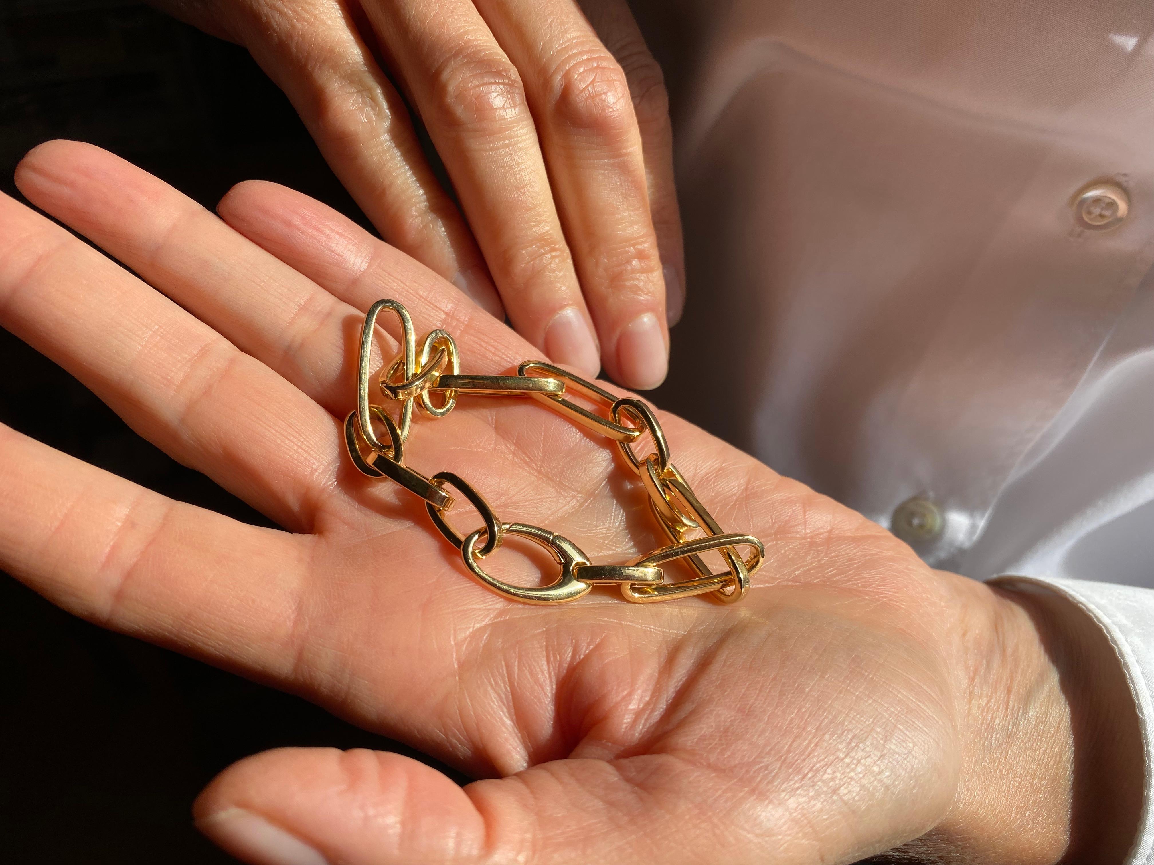 Bracelet unisexe Paperclip en or jaune 18 carats à gros maillons Neuf - En vente à Rome, IT