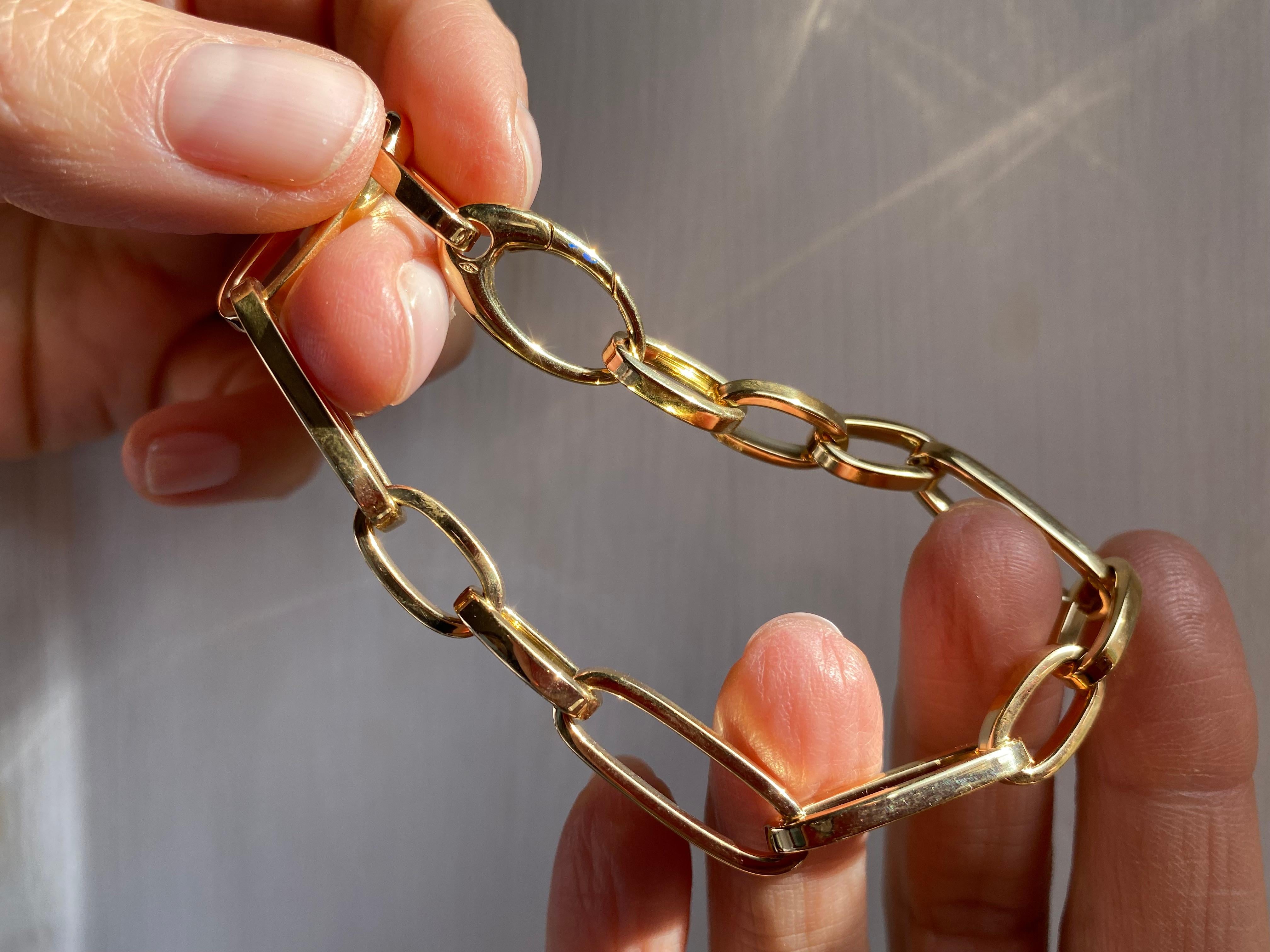 Bracelet unisexe Paperclip en or jaune 18 carats à gros maillons Unisexe en vente