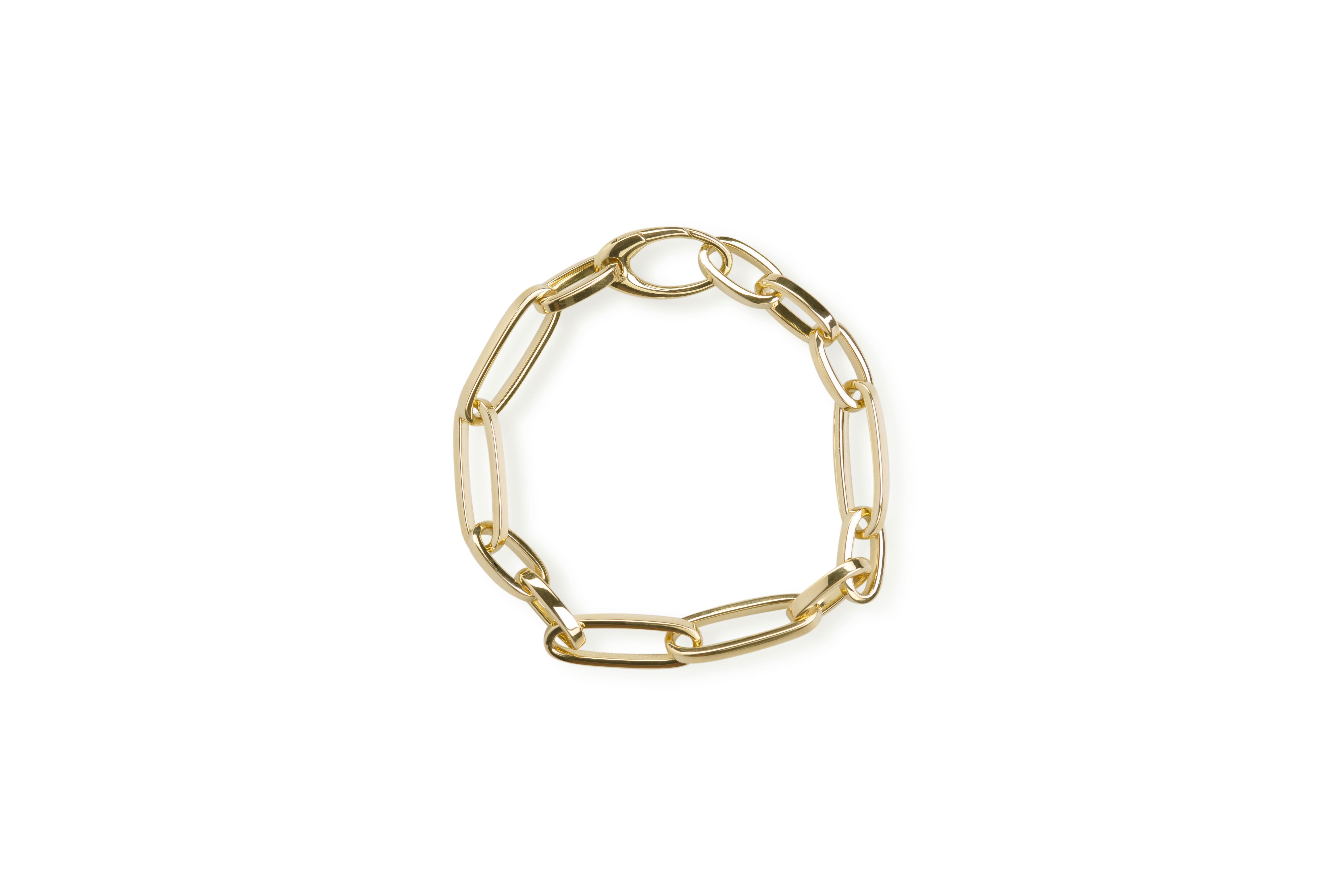Bracelet à maillons en forme de clips en or jaune 18 carats au design moderne en vente 3