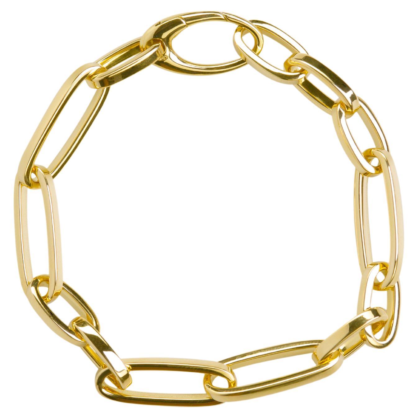 Modern Design 18 Karat Yellow Gold Paperclip Links Design Bracelet For Sale