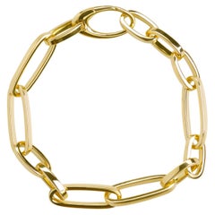Modern Design 18 Carat Yellow Gold Paperclip Big Links Bracelet