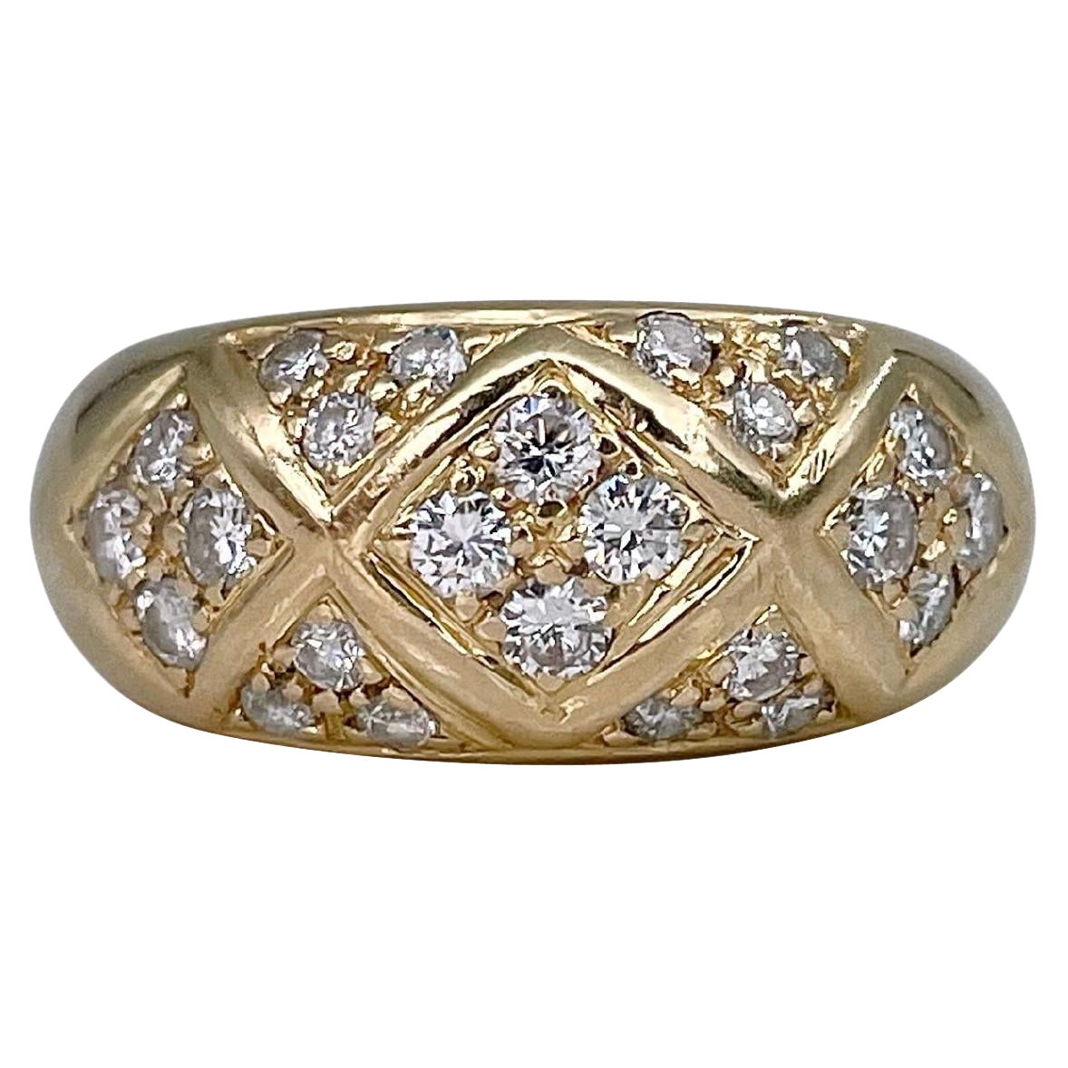 Bague à anneau de design moderne en or jaune 18 carats avec diamants de 0,65 carat VS SI