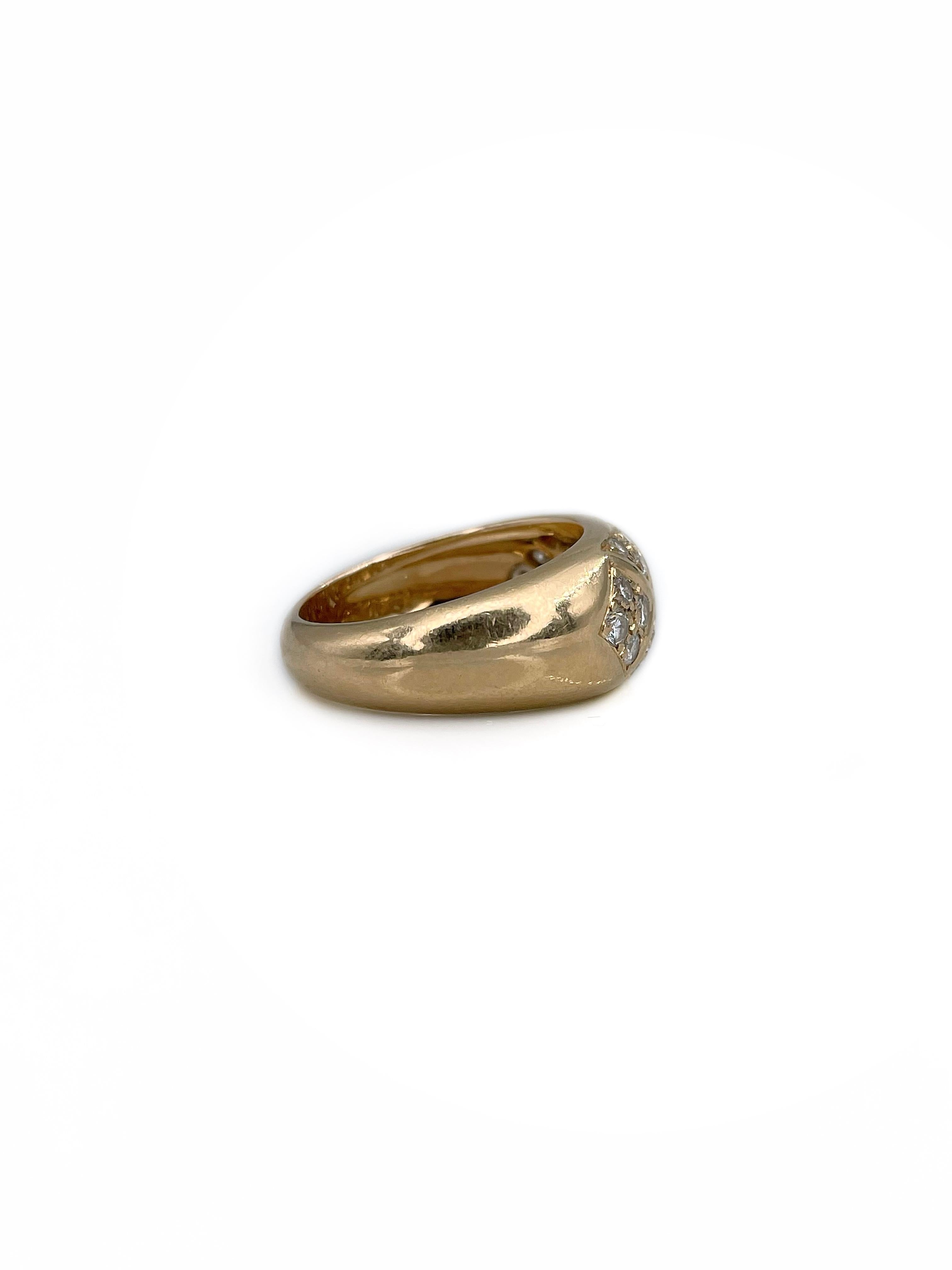 Moderne Bague à anneau de design moderne en or jaune 18 carats avec diamants de 0,65 carat VS SI en vente