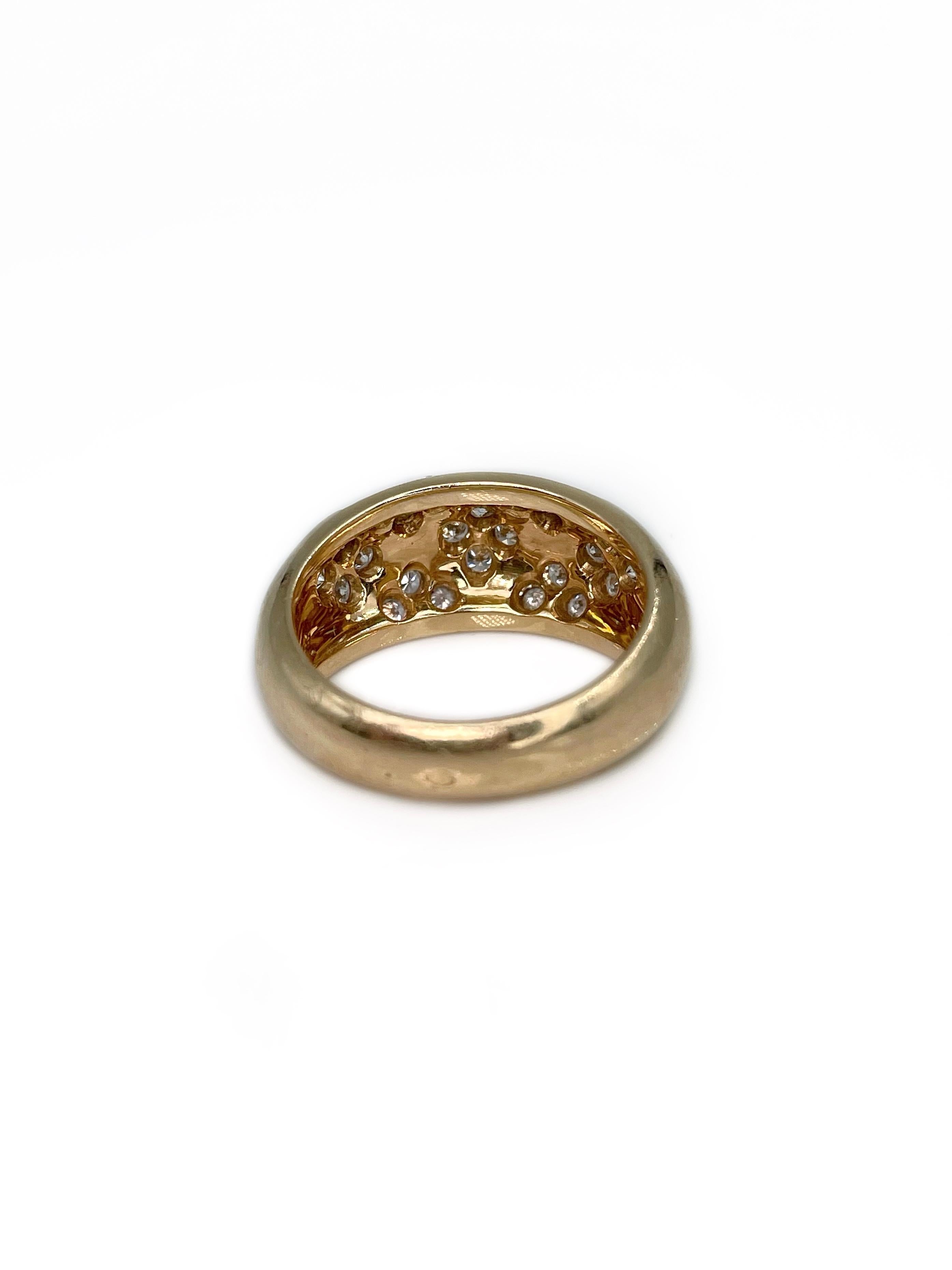 Taille brillant Bague à anneau de design moderne en or jaune 18 carats avec diamants de 0,65 carat VS SI en vente
