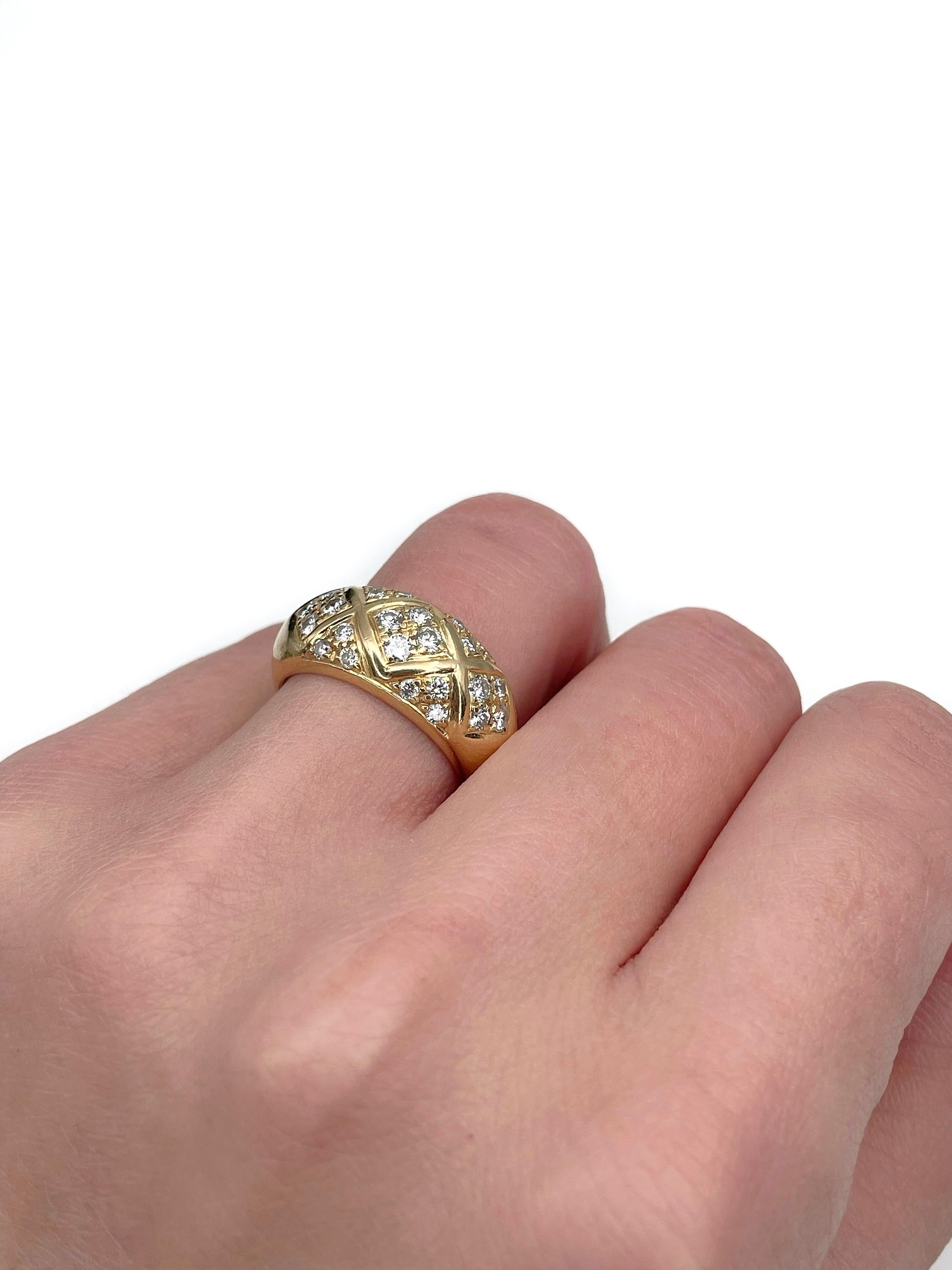 Brilliant Cut Modern Design 18 Karat Yellow Gold 0.65 Carat VS SI Diamond Band Ring For Sale