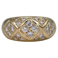 Bague à anneau de design moderne en or jaune 18 carats avec diamants de 0,65 carat VS SI