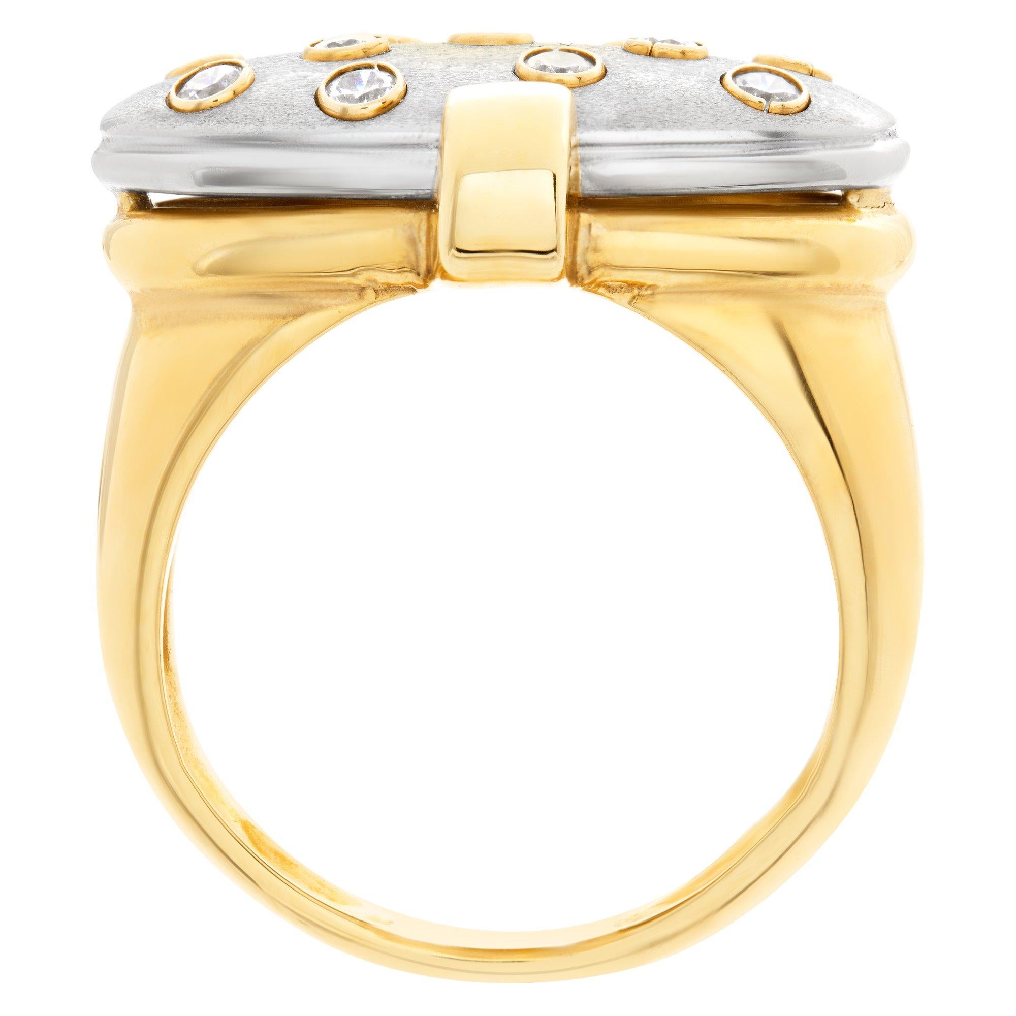 Women's Modern Design 18k White & Yellow Gold Ring w App 0.50 Cts in Diamond Accents For Sale