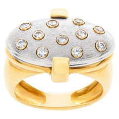 Anillo de Oro Blanco y Amarillo de 18 quilates de Diseño Moderno con 0,50 quilates de Diamantes