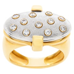 Bague de design moderne en or blanc et jaune 18 carats avec touches de diamants 0,50 carat