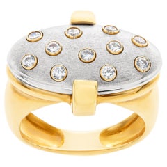 Bague de design moderne en or blanc et jaune 18 carats avec accents de diamants 0,50 carat