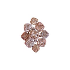 Modern Design 5.22 Carat Diamond Cluster Ring in 14 Karat Rose and White Gold Modern Design 5.22 Carat Diamond Cluster Ring in 14 Karat Rose and White Gold