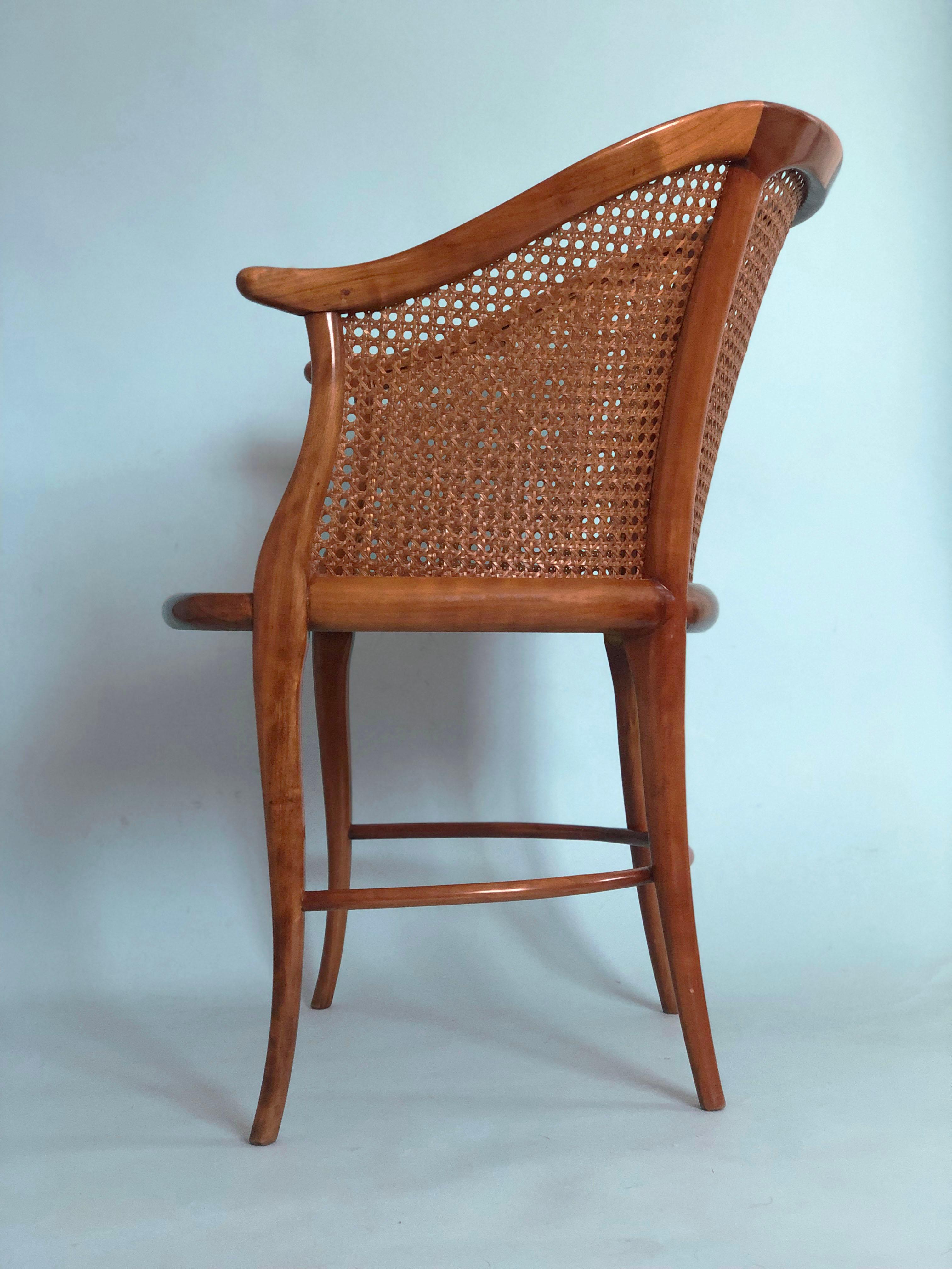 Caning Annibale Colombo Chair Cherry Wood Italy 1990s