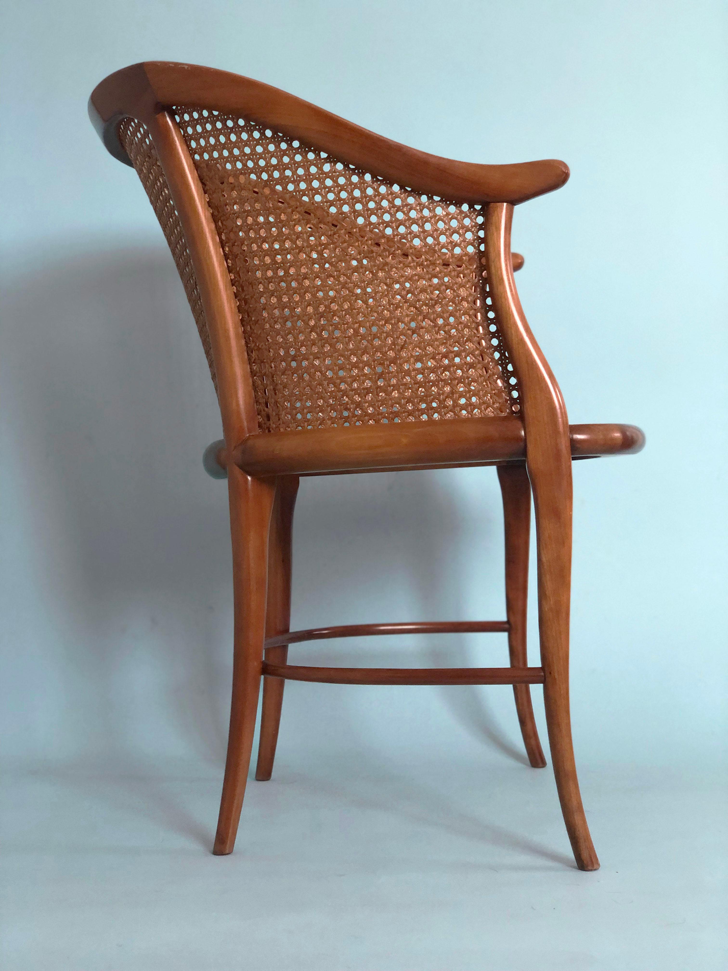 Cane Annibale Colombo Chair Cherry Wood Italy 1990s