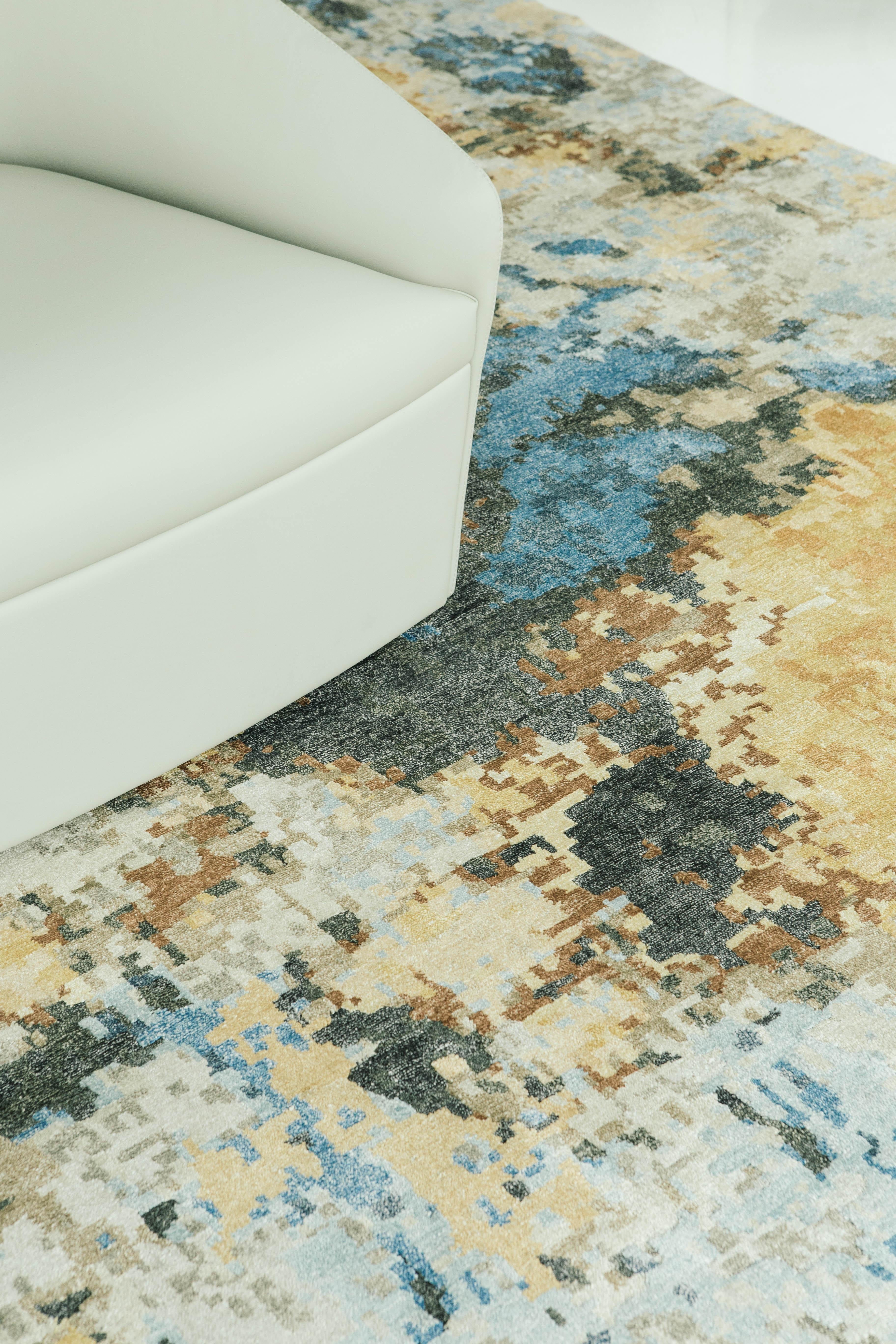 This modern design is eye-catching and luxuriously weaved with harmonious bamboo silks. Colors of saffron yellow, charcoal, pale gray, and blue are only a few of the many colors that work together to create a luxurious and stylish design.


Rug