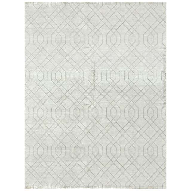 Contemporary Cream Bamboo Silk Rug For Sale at 1stDibs