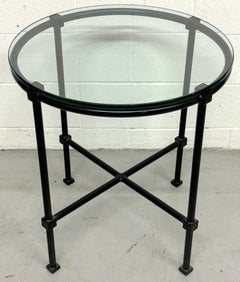 Modern Design Bronzed Cast Aluminum Gueridon/ Table Glass Top by Brown Jordan