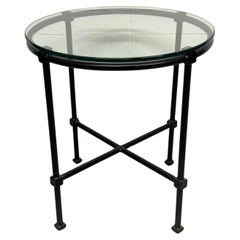 Modern Design Bronzed Cast Aluminum Gueridon/ Table Glass Top by Brown Jordan