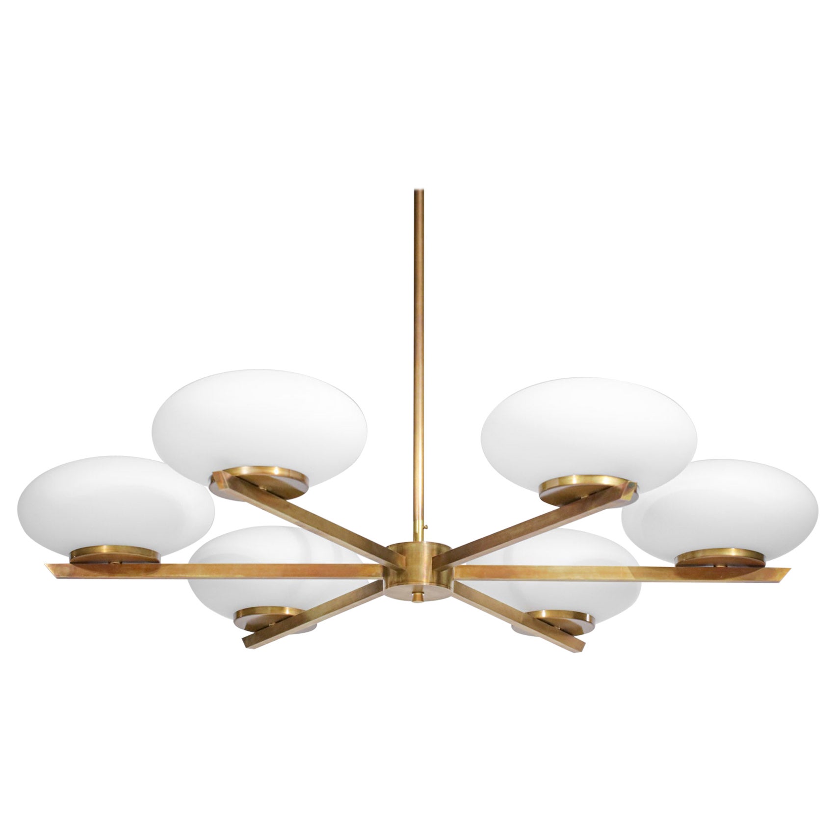 Lampadario di design moderno 6 Opaline Ovoidali "Cora" Stilnovo Style Design EL137 in vendita