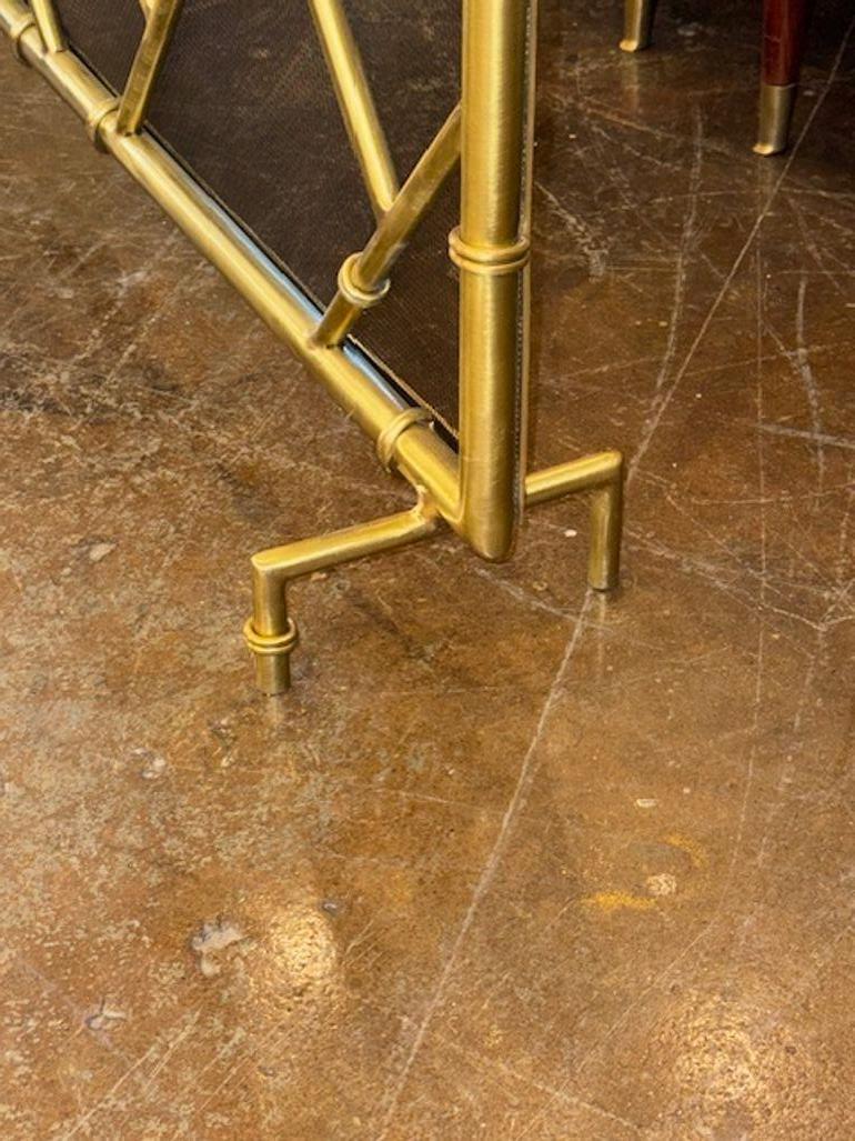 American Modern Design Custom Brass Bamboo Form Fire Screen For Sale