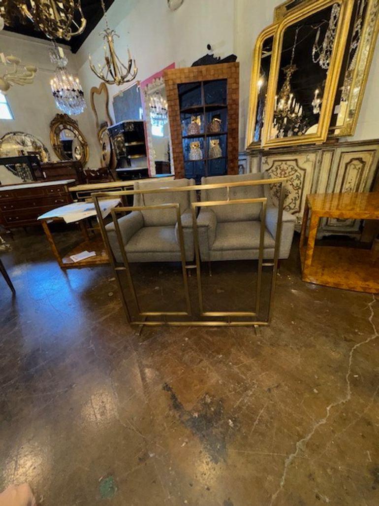 American Modern Design Custom Made Brass Fire Screen For Sale