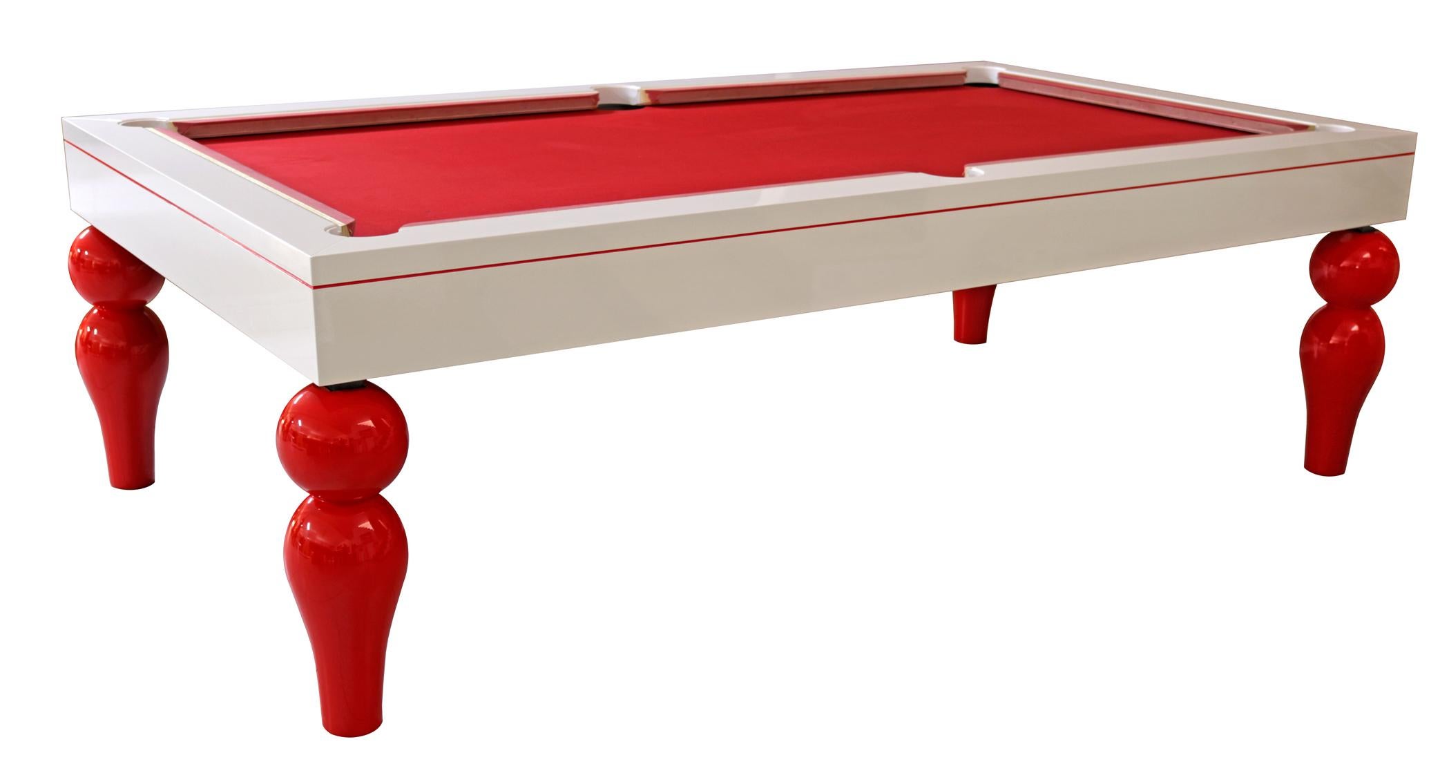 Dining table, billiard, snooker POOL table and Ping-Pong table with a modern design.

A fine quality adjustable dining snooker, billiard, POOL table. The billiard dining table comes with three removable leaves. The leaves turn the POOL table into