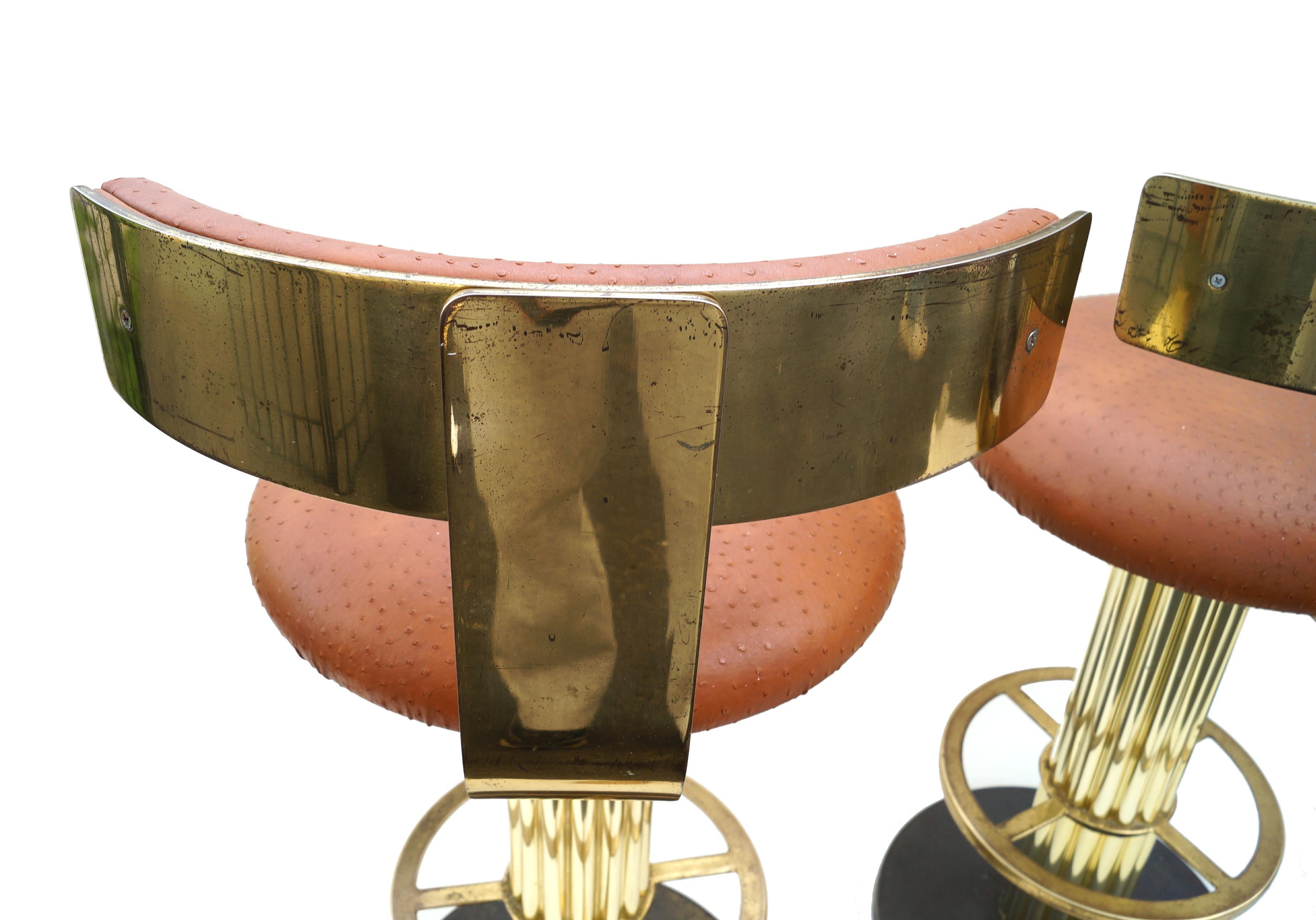 Modern Design For Leisure Ostrich Brass Bar Stools Set of 3 Barstool For Sale 6