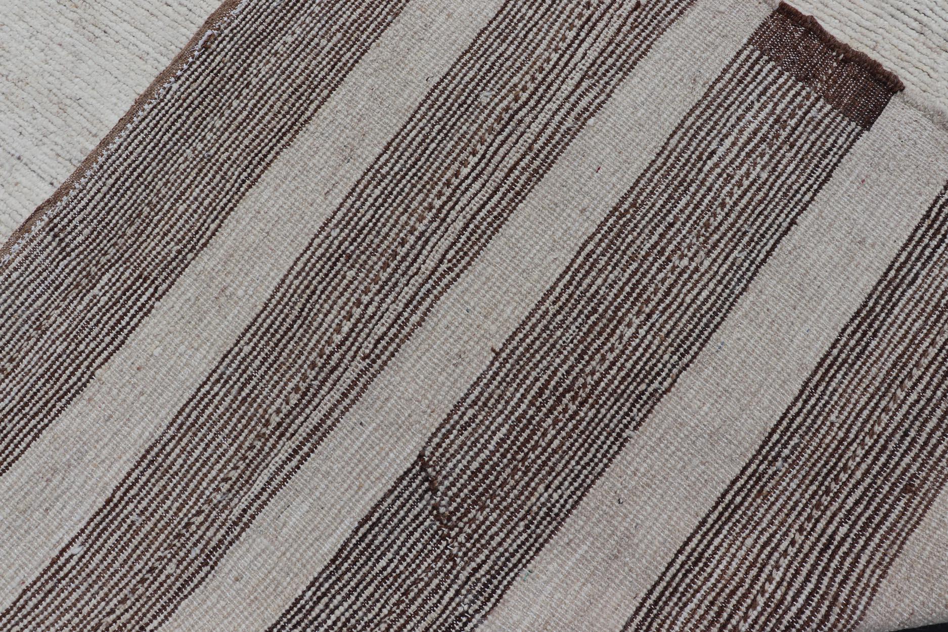 Minimalist Modern Rug with Subtle Horizontal Lines Rug by Keivan Woven Arts For Sale 3