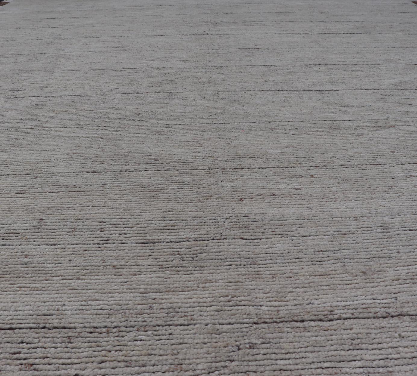 Minimalist Modern Rug with Subtle Horizontal Lines Rug by Keivan Woven Arts For Sale 6
