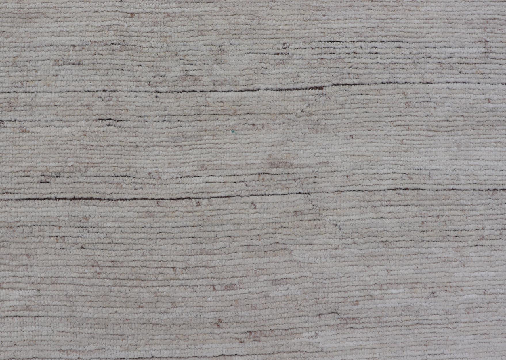 Hand-Knotted Minimalist Modern Rug with Subtle Horizontal Lines Rug by Keivan Woven Arts For Sale