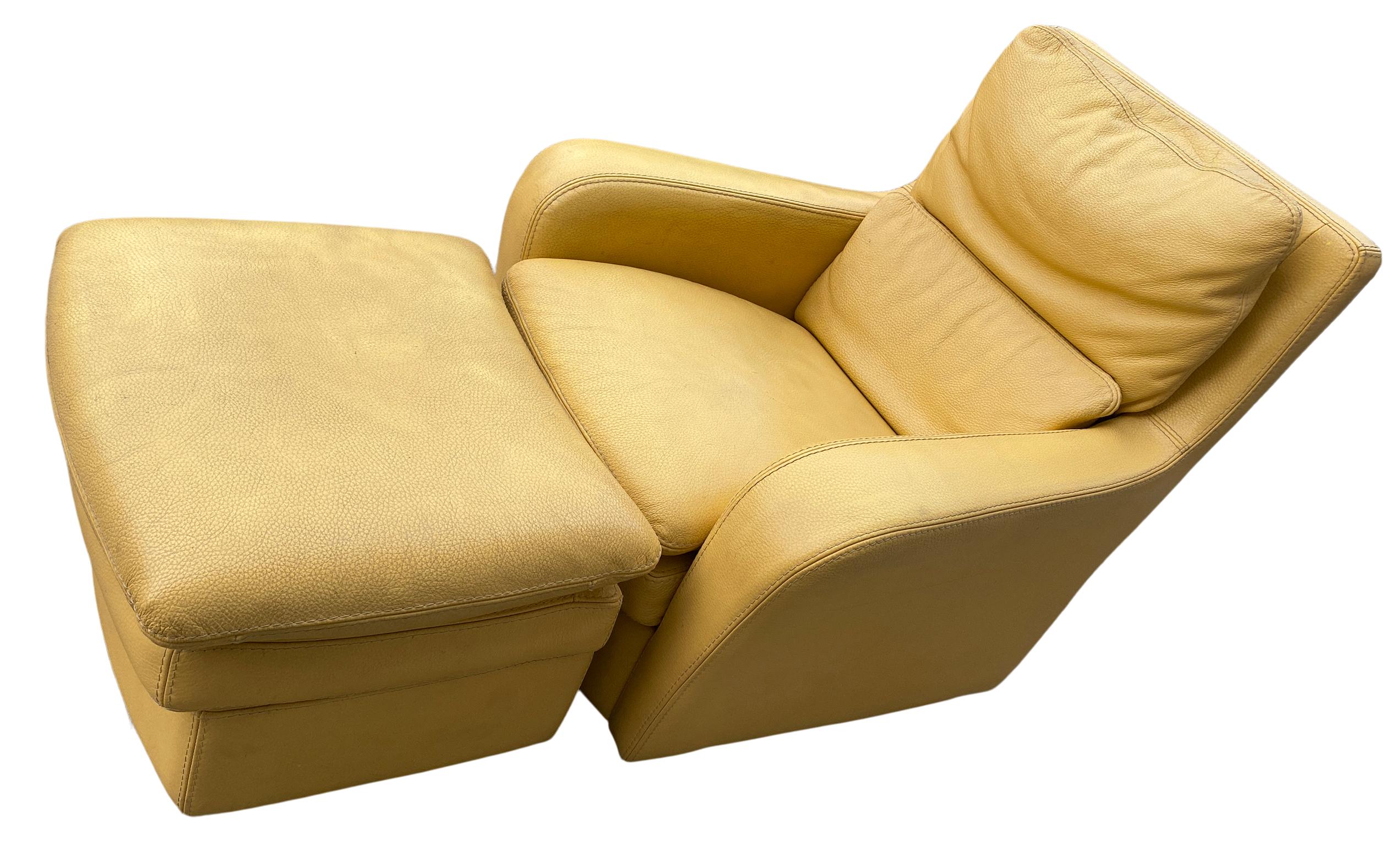 yellow leather recliner