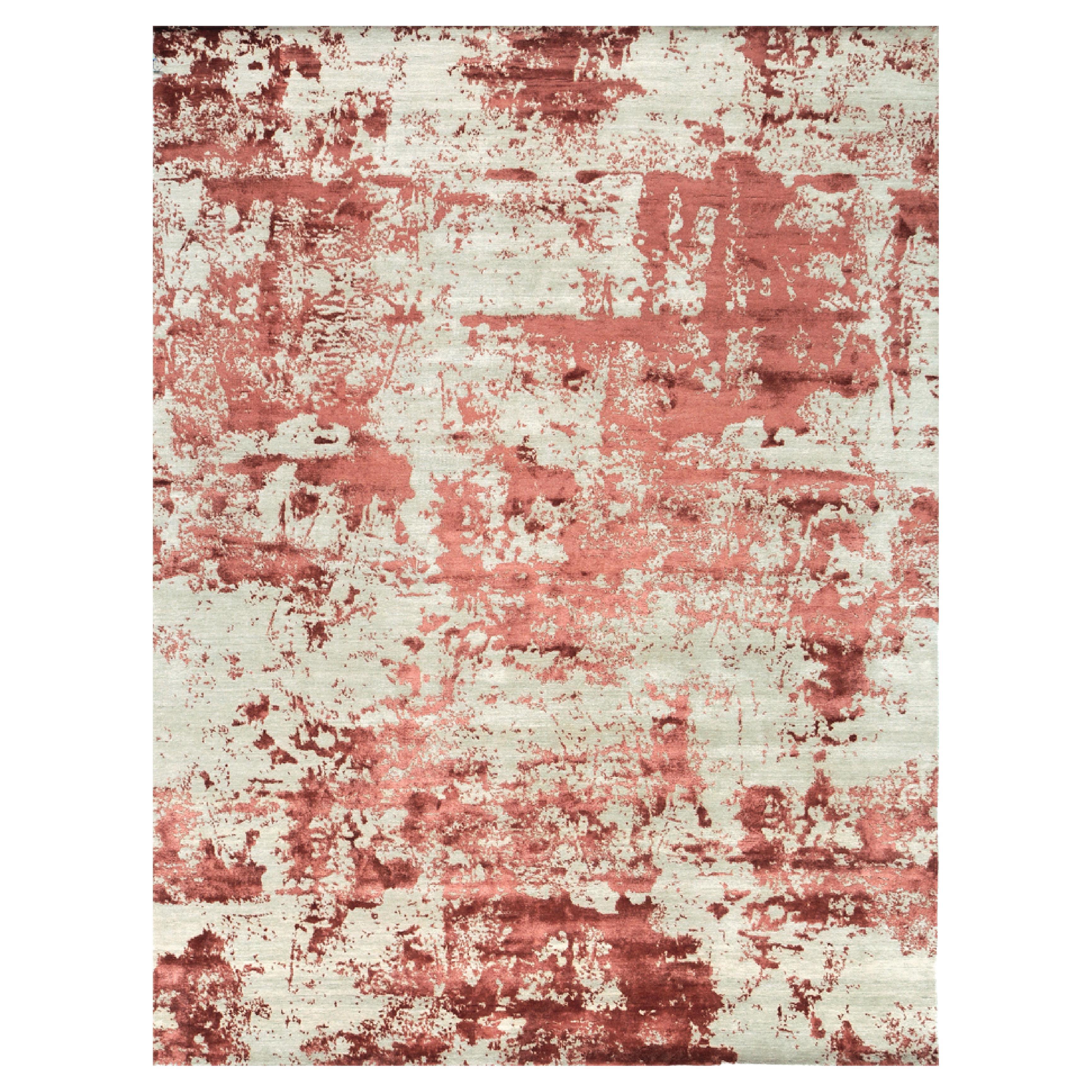 Modern Design Mezzo Collection Wool & Silk Embossed Rug from Mehraban