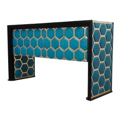 Modern Design Murano Blu Glass and Brass Sideboard, 2019