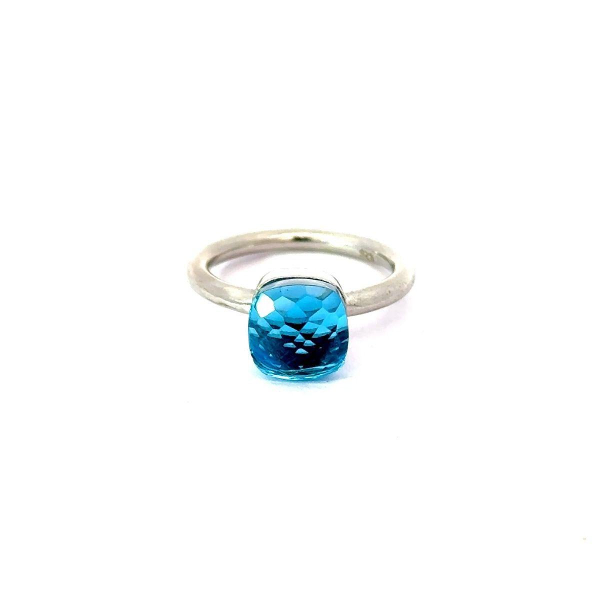En venta: Anillo solitario de topacio azul suizo natural de diseño moderno para mujer Joyas de plata  7