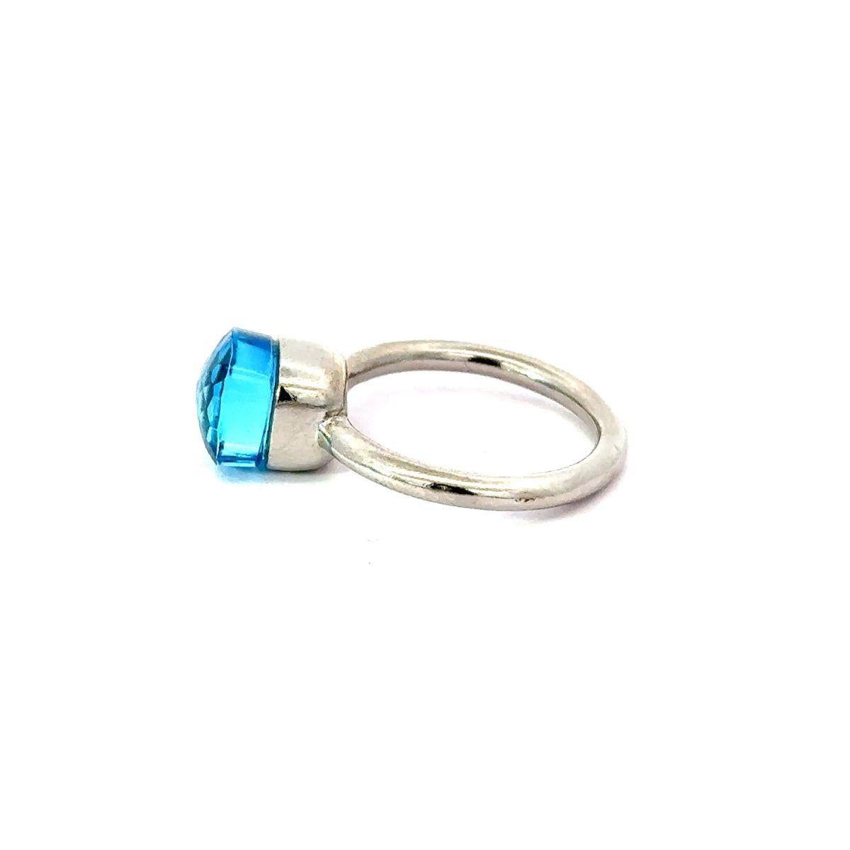 En venta: Anillo solitario de topacio azul suizo natural de diseño moderno para mujer Joyas de plata  9