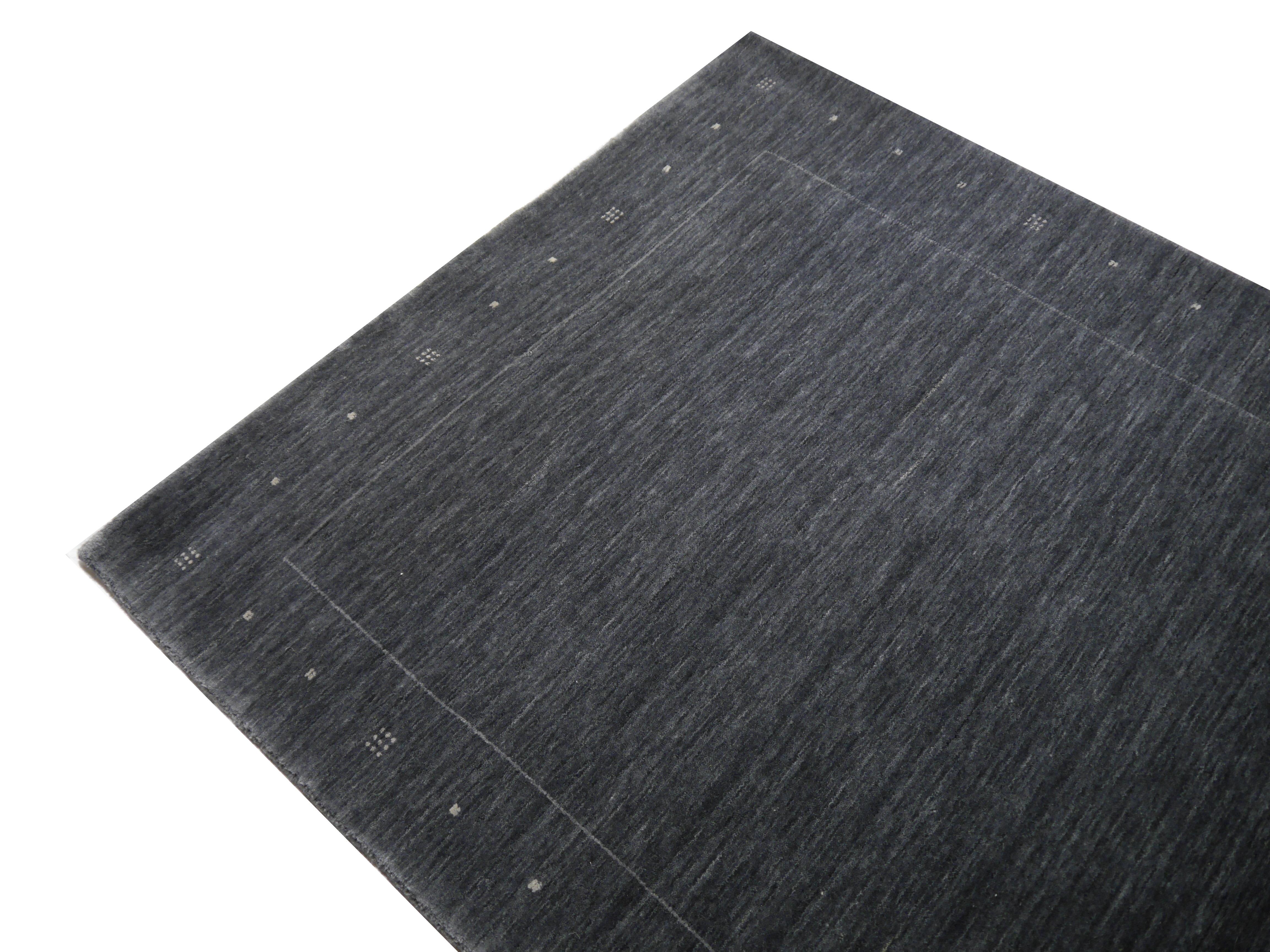 Moderner Designteppich Zeitgenössisch Grau Holzkohle Handgefertigt im Angebot 3