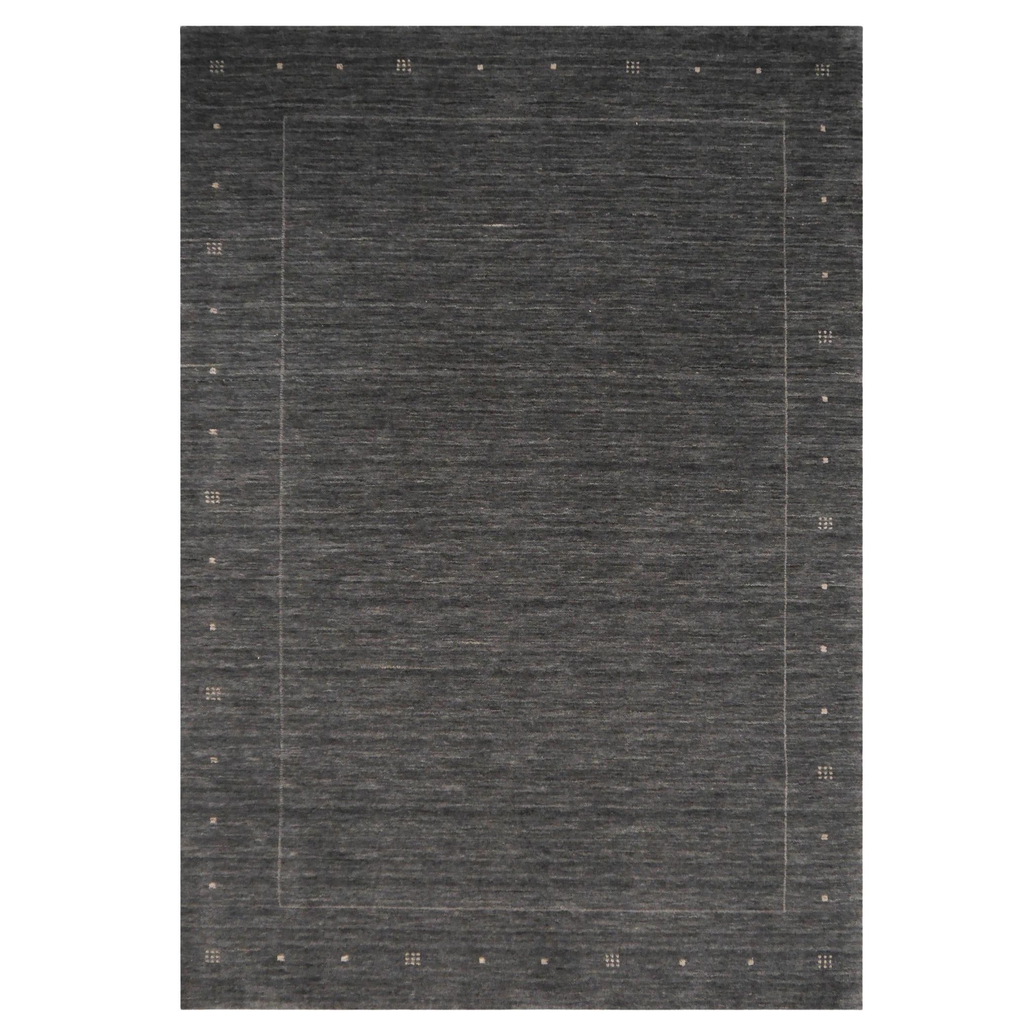 Alfombra de Diseño Moderno Contemporáneo Gris Carbón Hecha a Mano