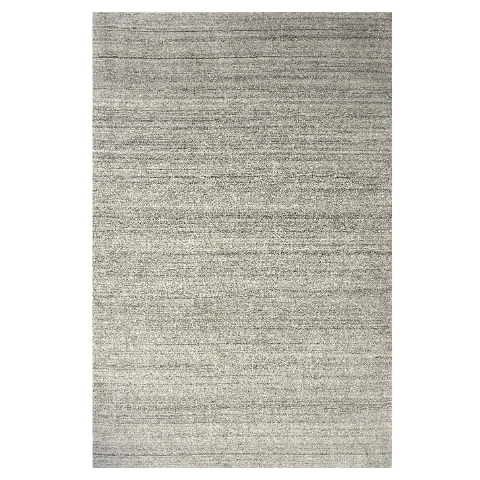 Modern Design Rug Contemporary Neutral Grey and Beige Handmade Carpet For Sale