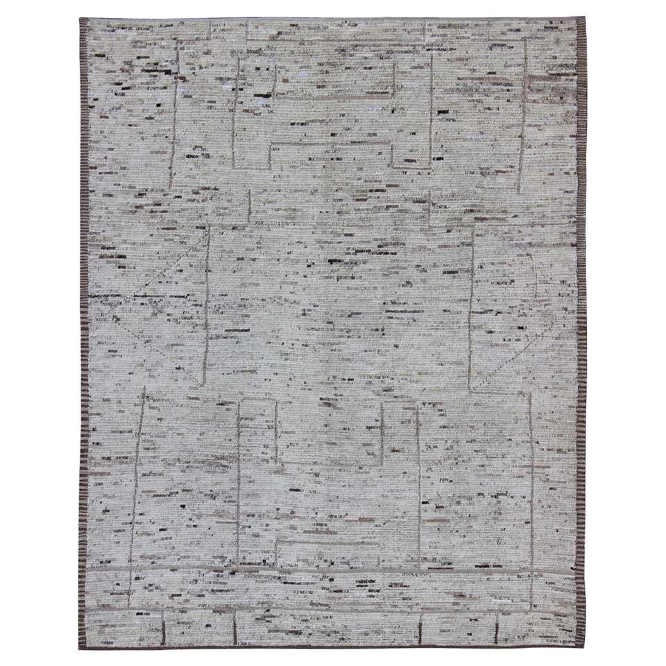 New Contemporary Moroccan Area Rug with Modern Design, Warm Neutral ...