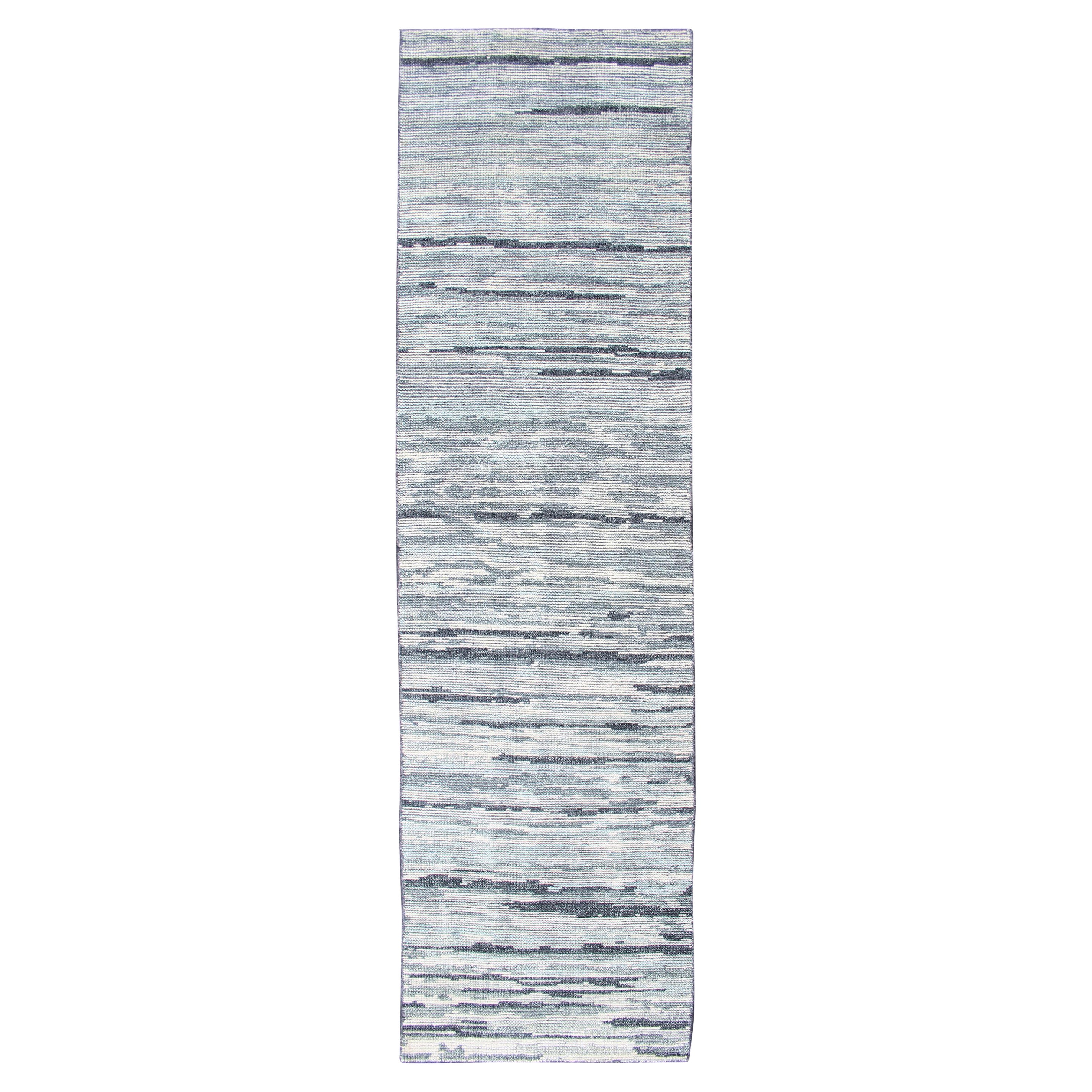 Runner dal design moderno in argento, verde, grigio, bianco e tonalità neutre in vendita
