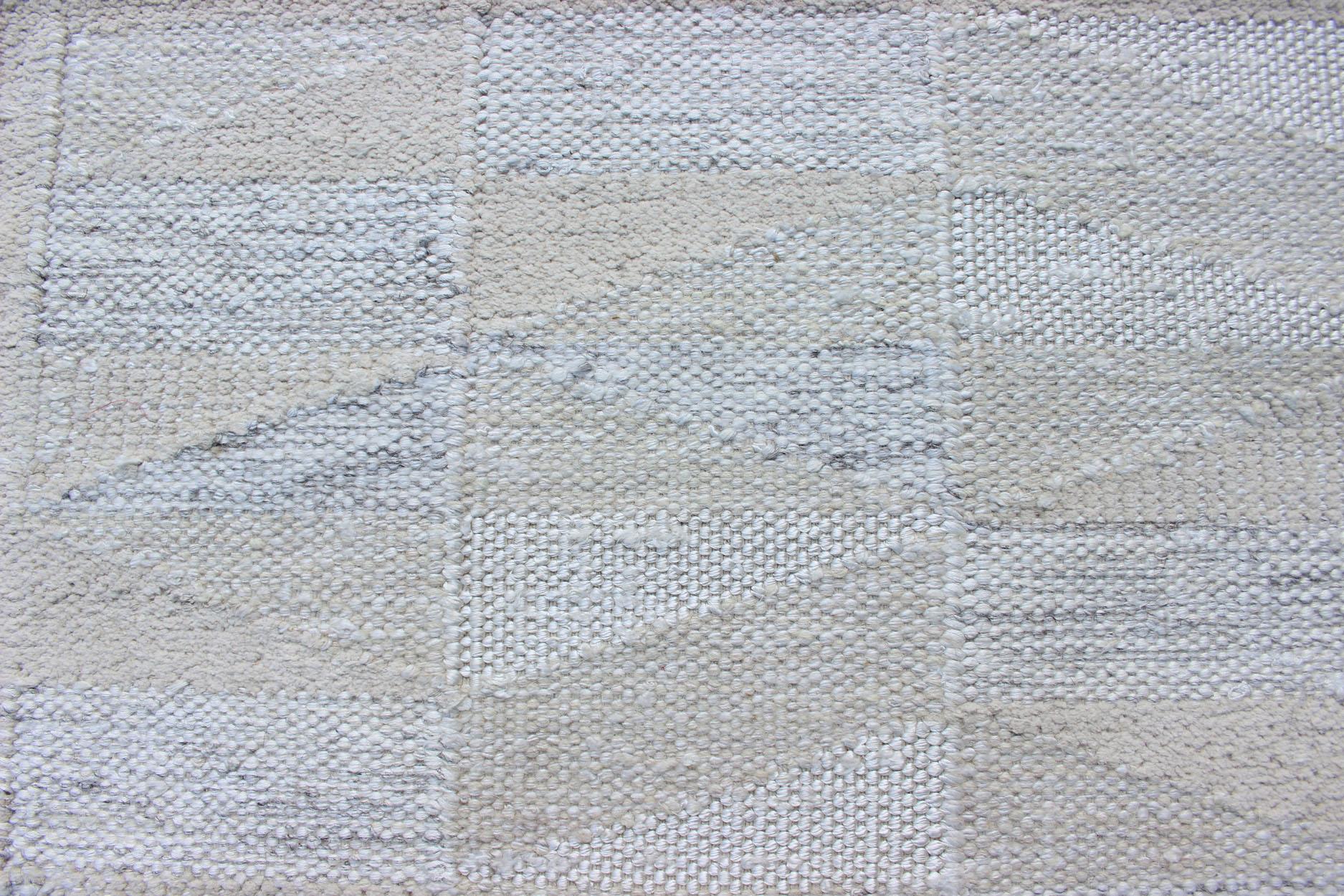 Modern Design Scandinavian Flat-Weave Rug in Gray, Tan, Taupe and Cream 1