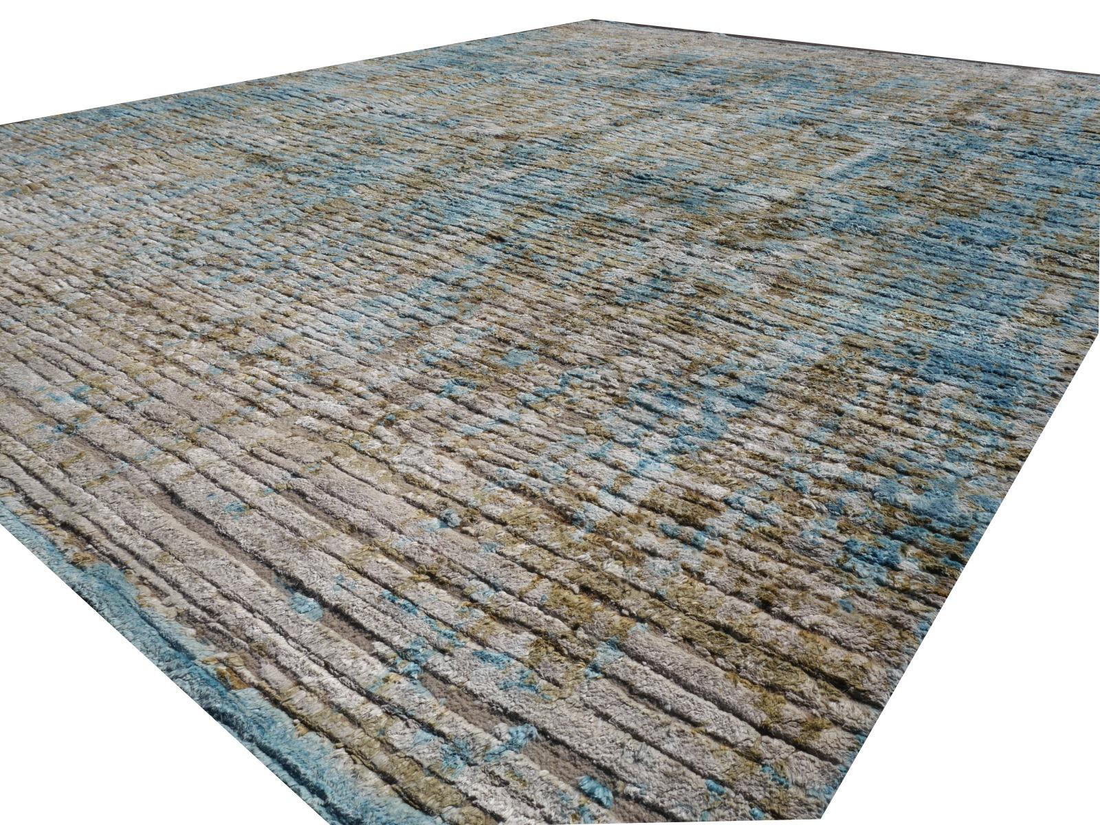 Modern Design Silk Rug Contemporary Fine Art Hand Knotted Room Size Area Carpet For Sale 4