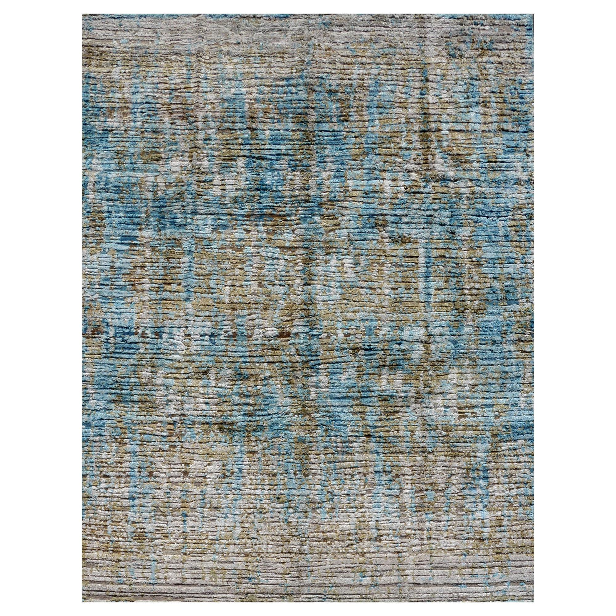 Modern Design Silk Rug Contemporary Fine Art Hand Knotted Room Size Area Carpet