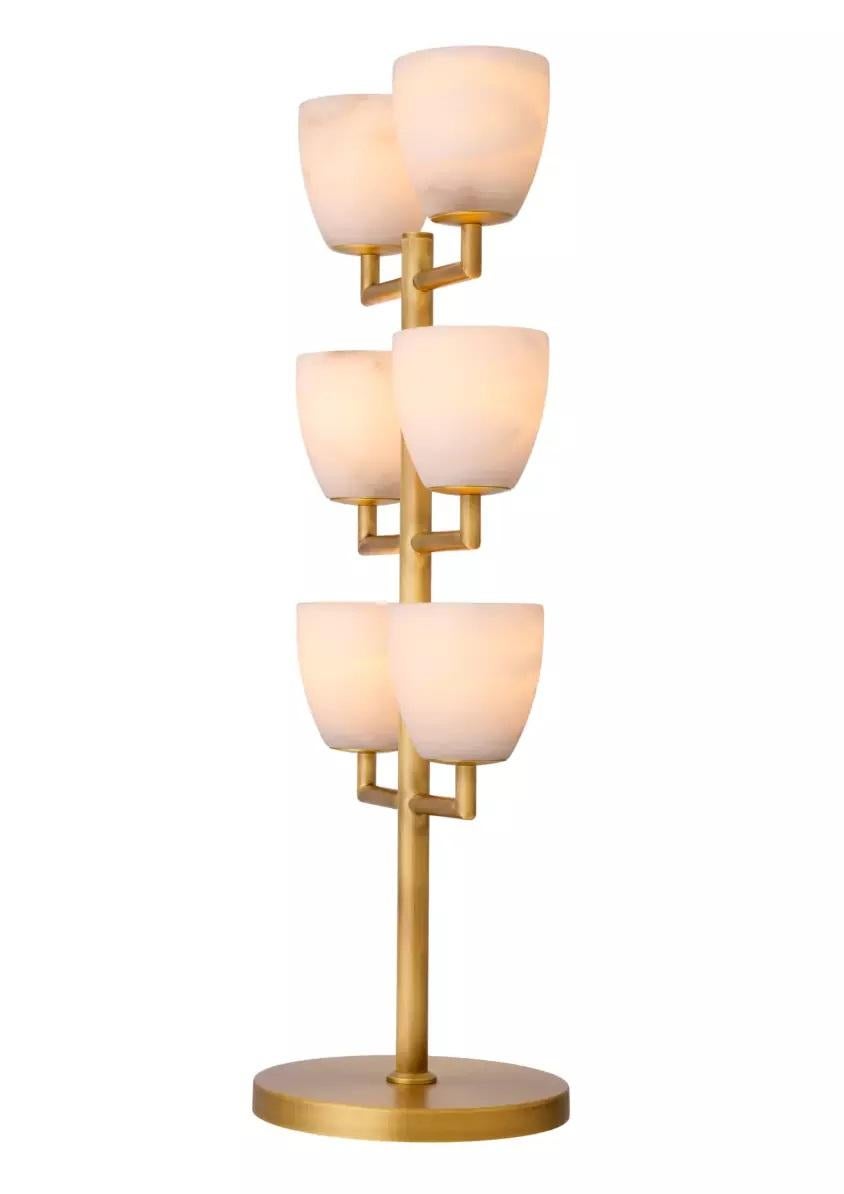 Mid-Century Modern Lampe de bureau électrique Valerius en laiton et albâtre par Eichholtz en vente
