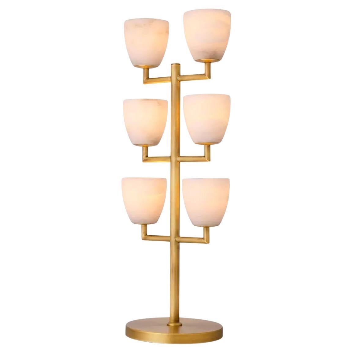 Lampe de bureau électrique Valerius en laiton et albâtre par Eichholtz en vente