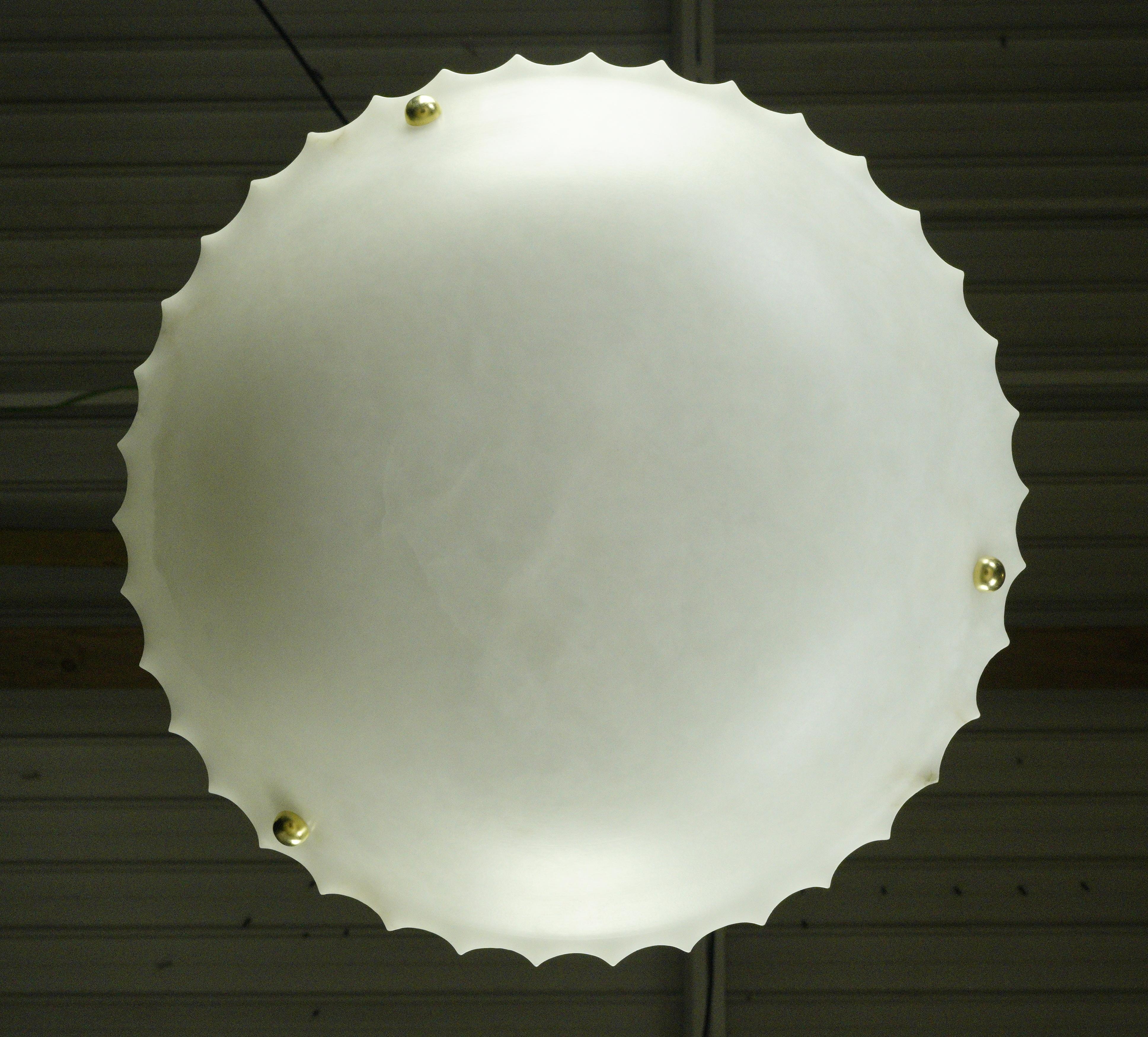 Modern Design White Alabaster Dish Pendant Light For Sale 6