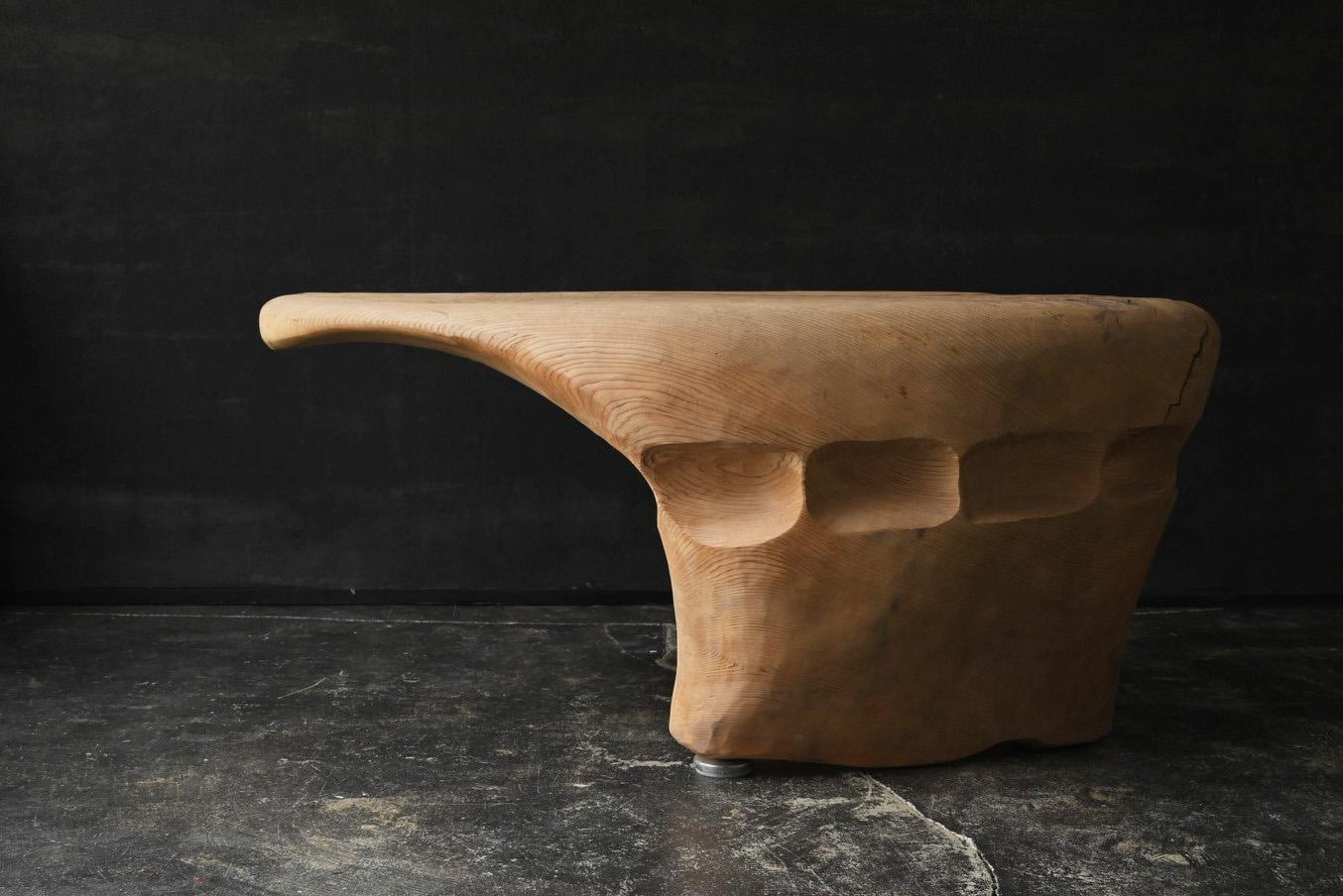 Hand-Carved Modern design wooden side table/late 20th Century /sofa table/stool For Sale