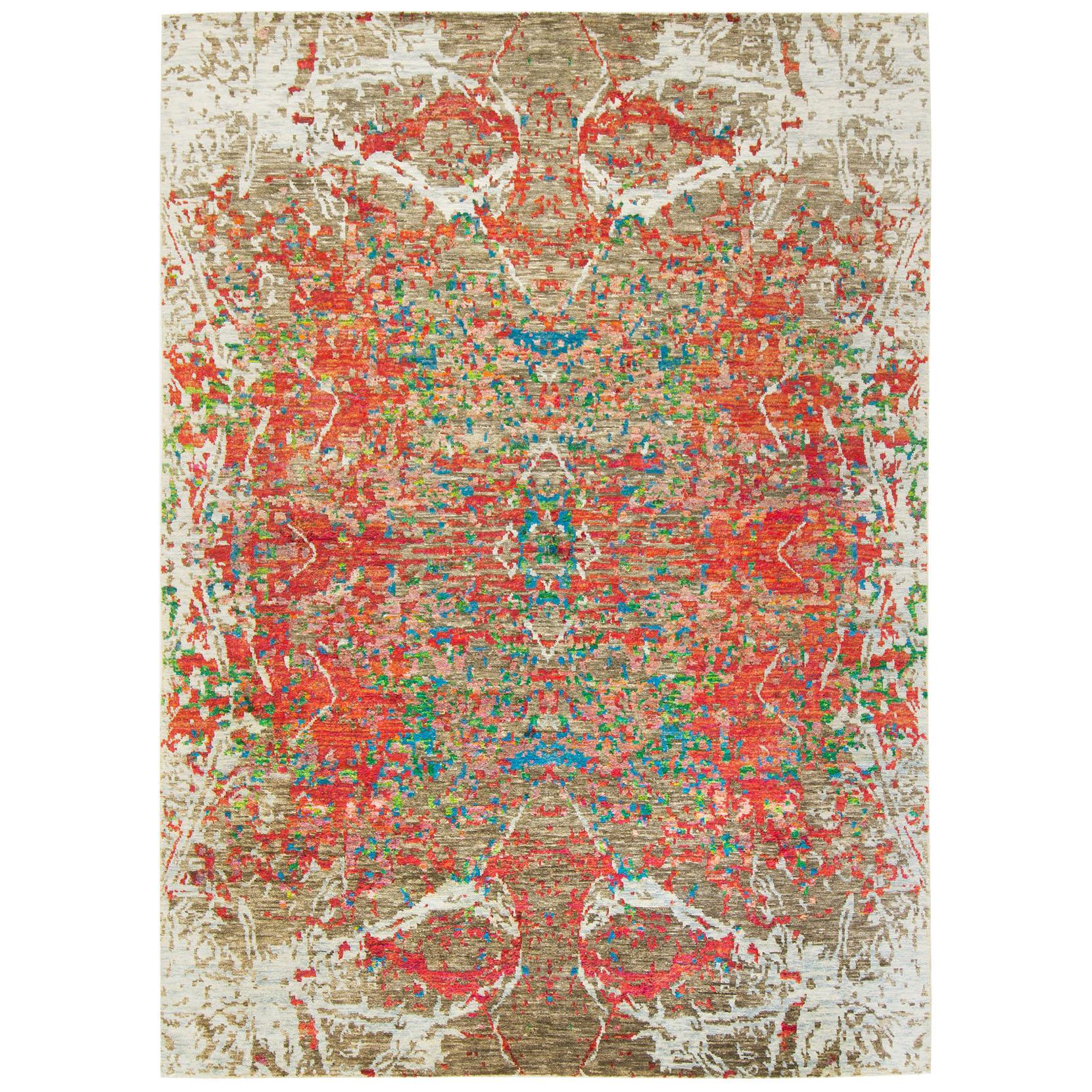 Tapis de design moderne en laine et soie de bambou en vente