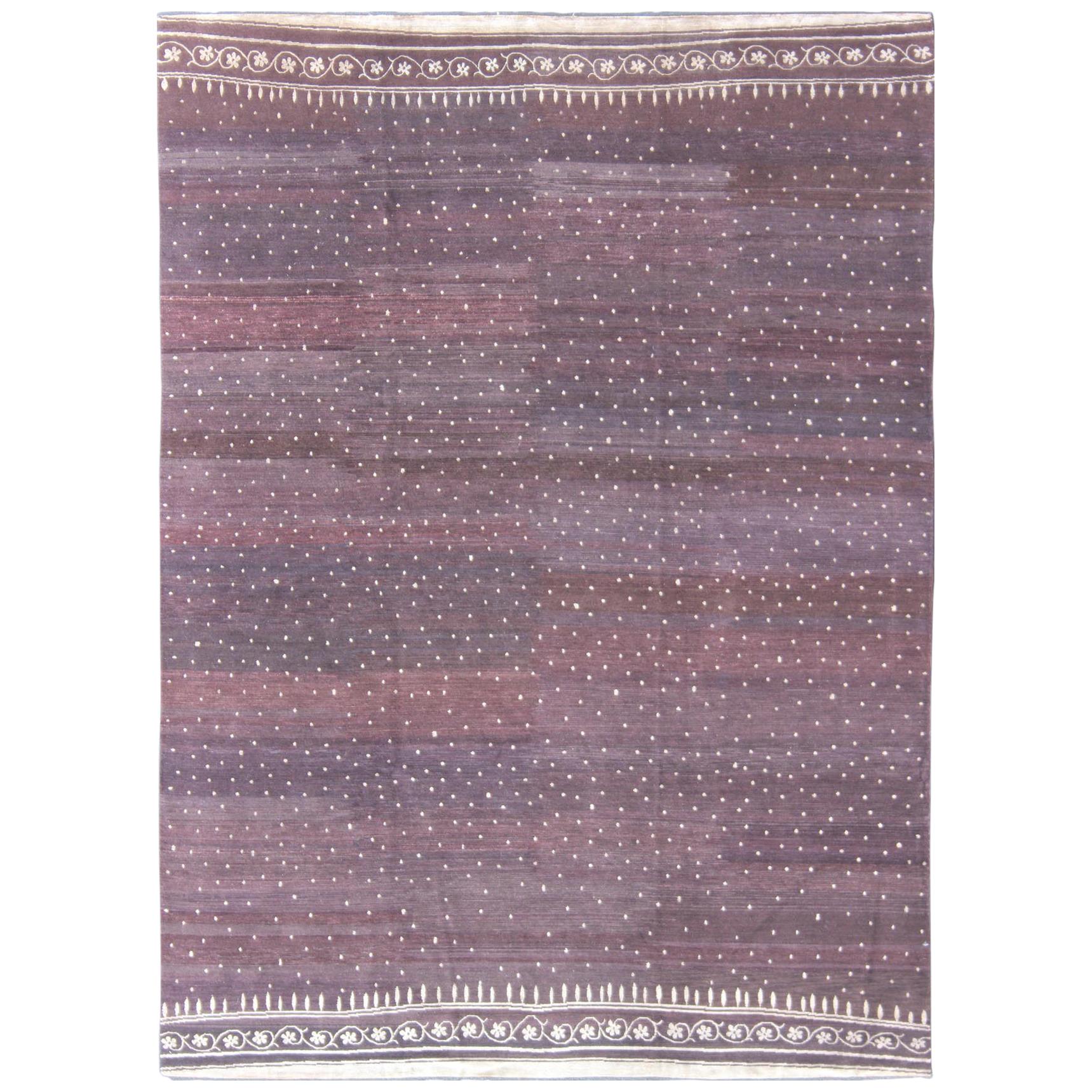   Original Nepalese/Tibetan Silk & Wool Rug With Modern Design      For Sale